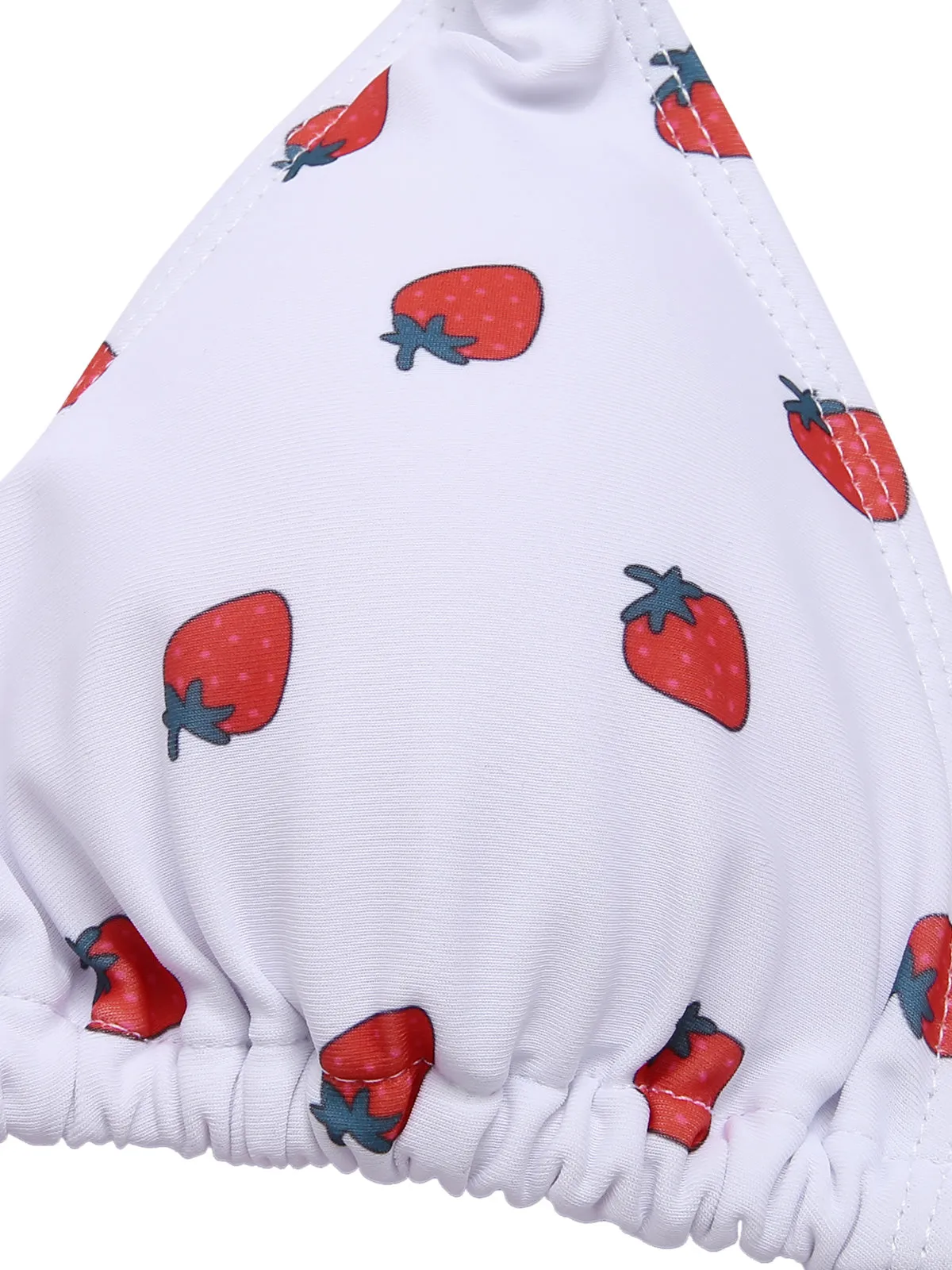 White 1960s Strawberry Lace-Up Halter Bikini Set sold by Retro Stage product image thumbnail 4