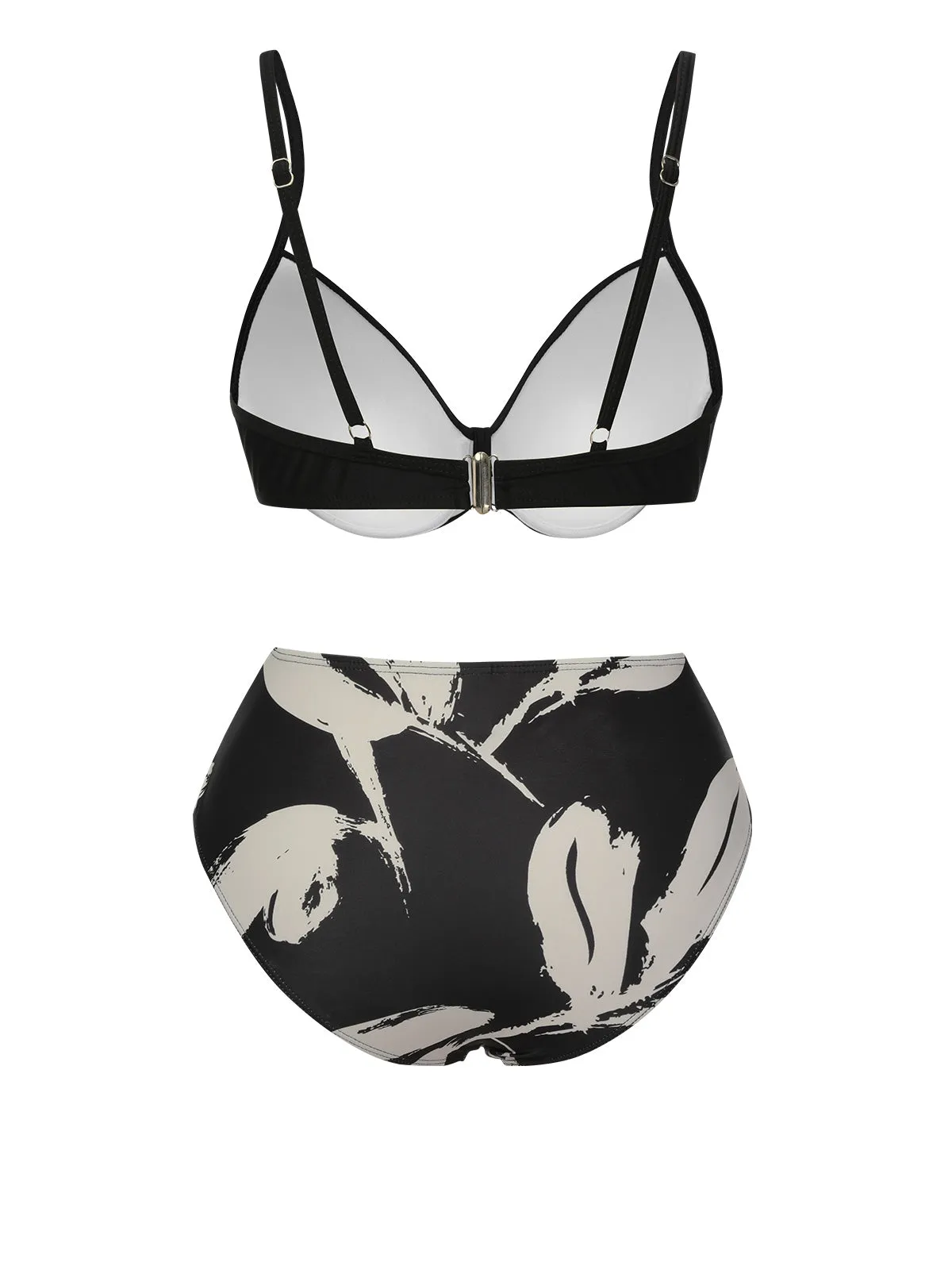 Black 1970s Leaves Strap Bikini & Long Cover-Up sold by Retro Stage product image thumbnail 4