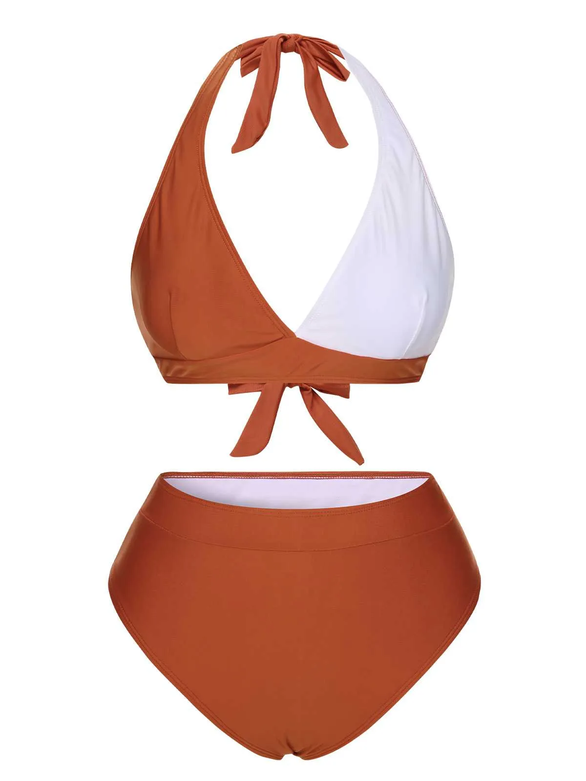 Red 1930s Halter Contrast Swimsuit sold by Retro Stage