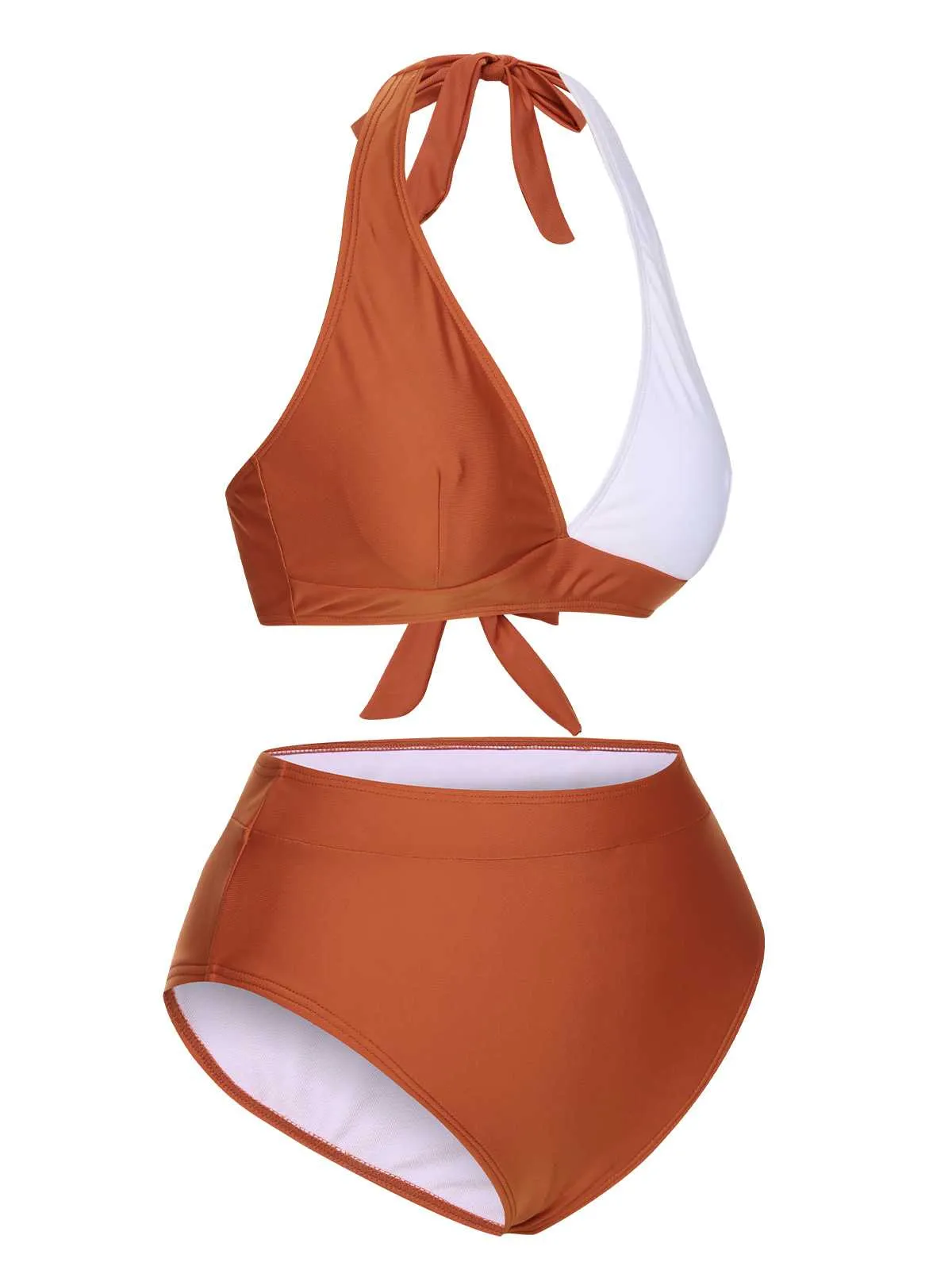 Red 1930s Halter Contrast Swimsuit sold by Retro Stage product image thumbnail 2