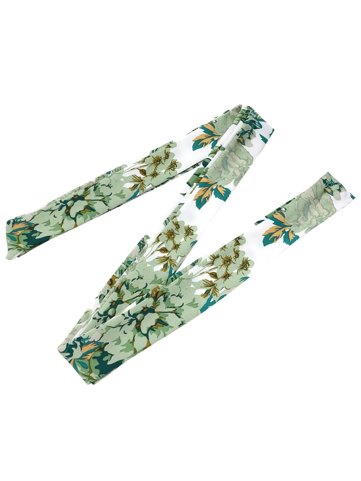 Green 1940s Floral Tie Belt Dress sold by Retro Stage product image thumbnail 5