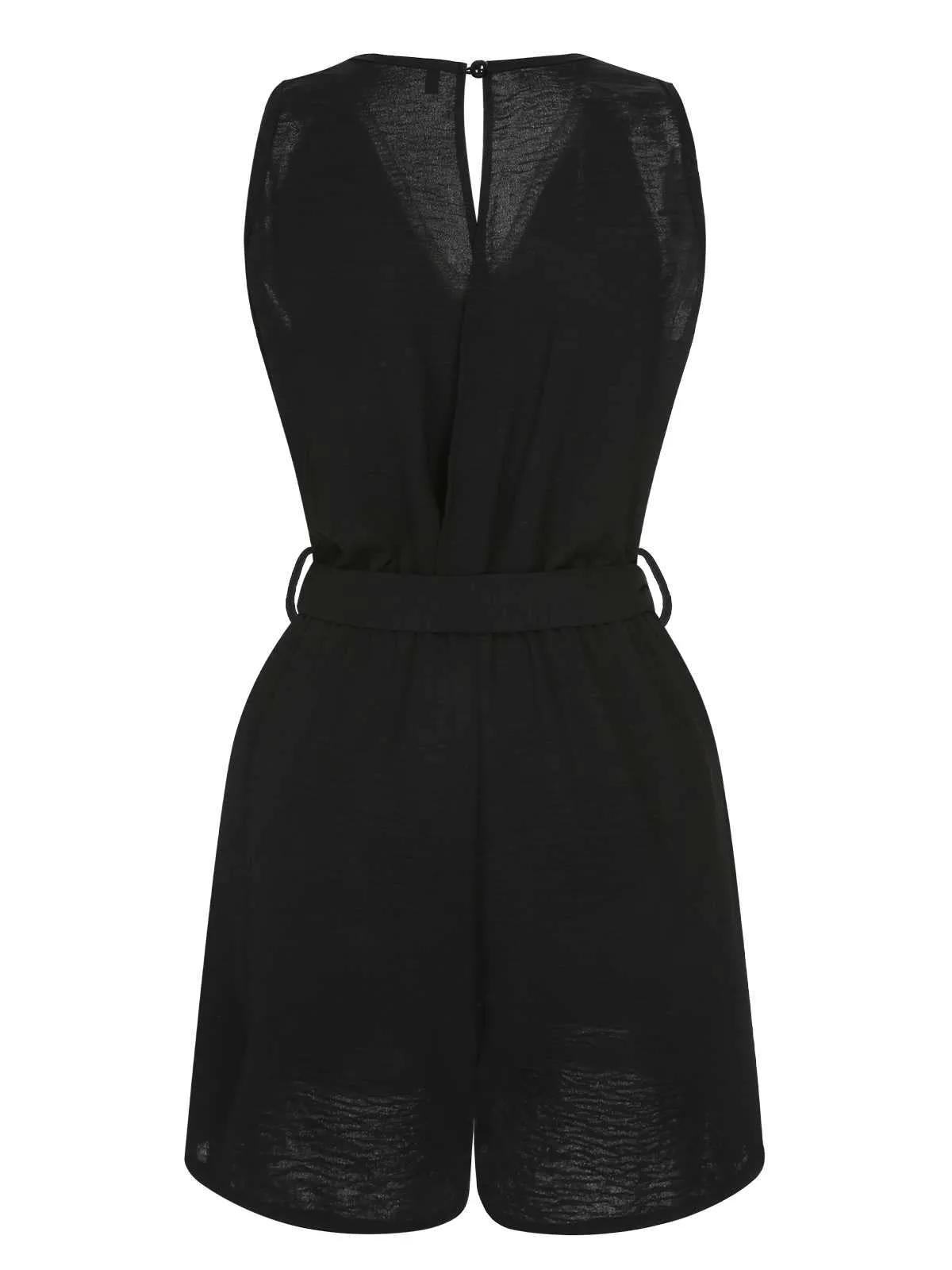 Black 1960s V-Neck Belted Romper sold by Retro Stage product image thumbnail 3