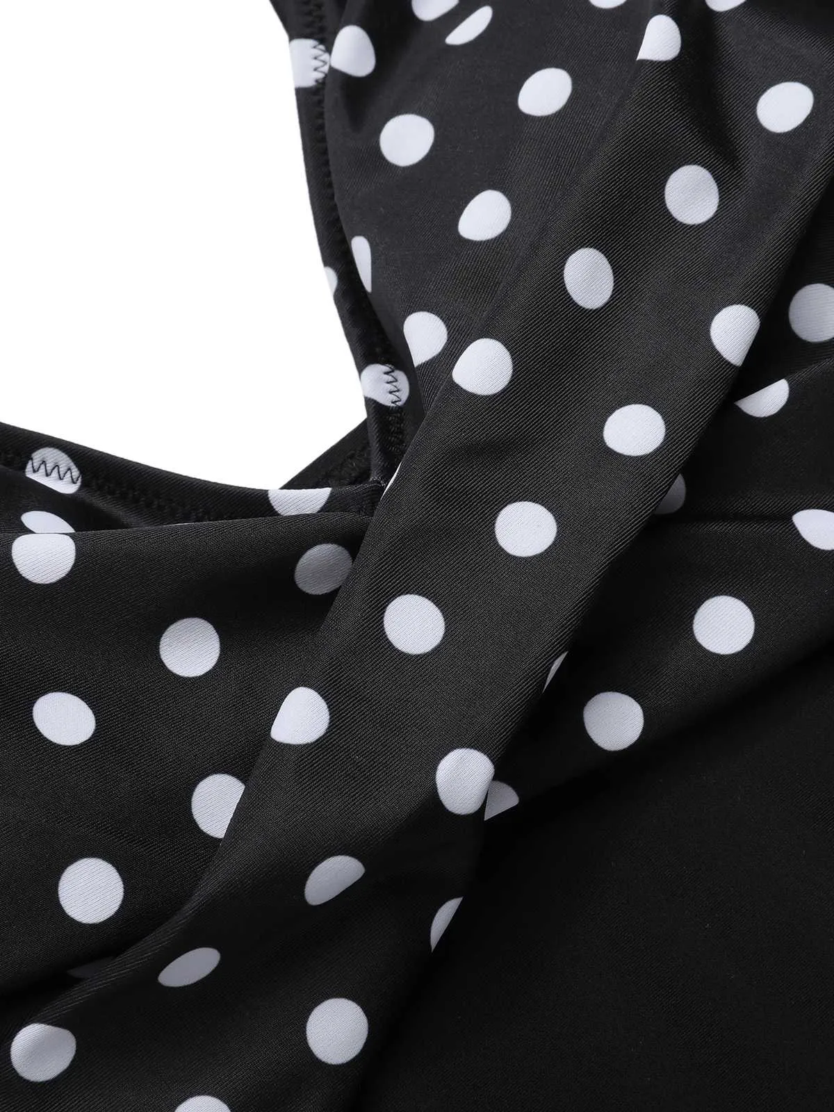 Black 1930s Polka Dots One-Piece Swimsuit sold by Retro Stage product image thumbnail 4