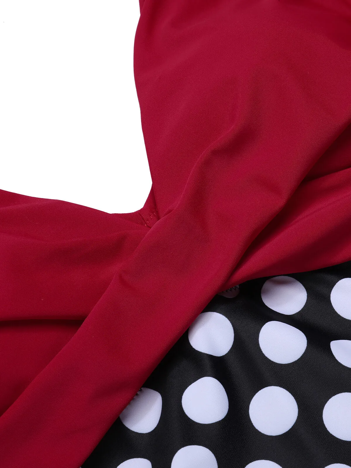 Red 1960s Polka Dot Patchwork Swimsuit sold by Retro Stage product image thumbnail 4