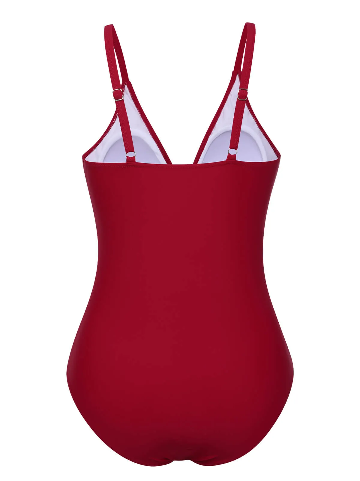Red 1960s Polka Dot Patchwork Swimsuit sold by Retro Stage product image thumbnail 3