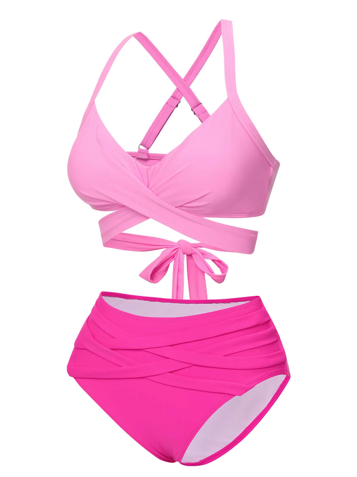 Pink 1960s Solid Strap Bandage Bikini Set sold by Retro Stage product image thumbnail 2