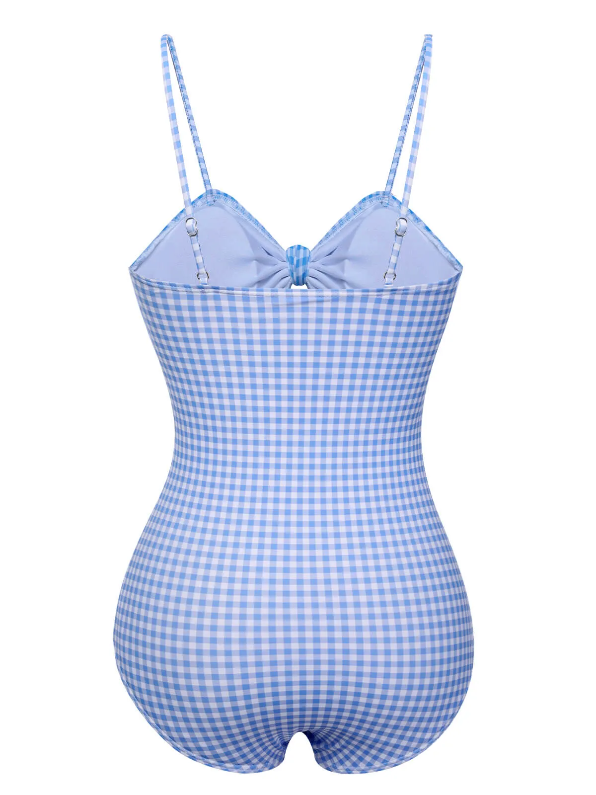 Blue 1950s Plaid Knot Strap Swimsuit sold by Retro Stage product image thumbnail 3