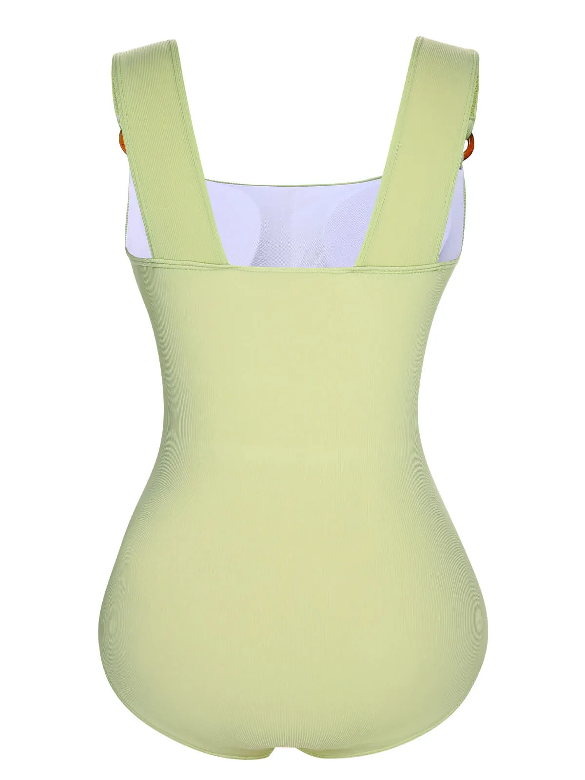 Green 1950s Solid Waist Cutout Ring Swimsuit sold by Retro Stage product image thumbnail 3