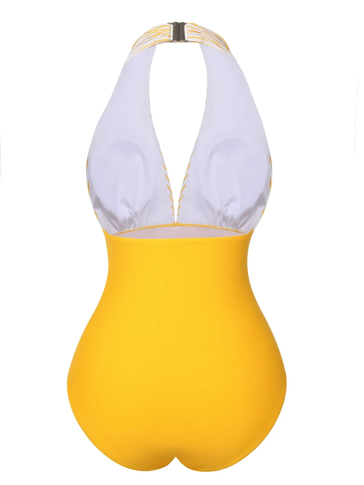 Yellow 1950s Halter Striped Patchwork Swimsuit sold by Retro Stage product image thumbnail 4