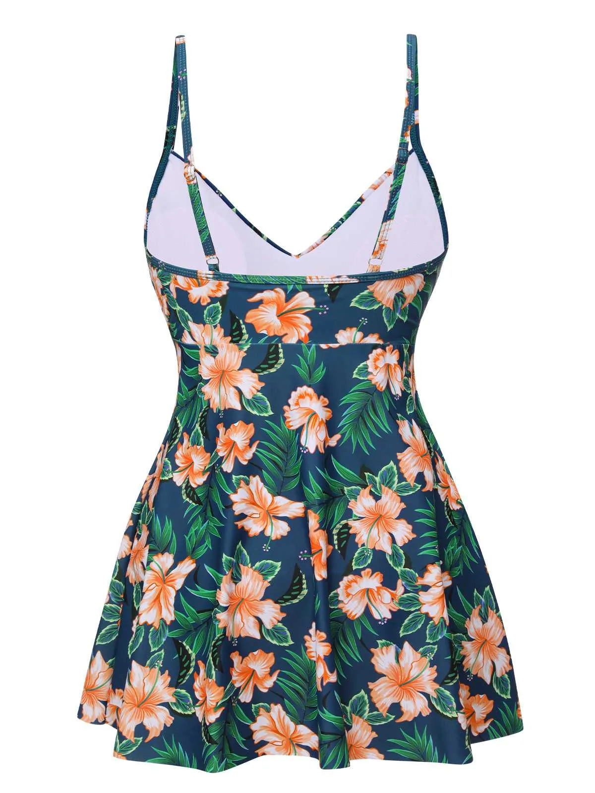 Green 1950s Spaghetti Strap Floral Swimsuit sold by Retro Stage product image thumbnail 3