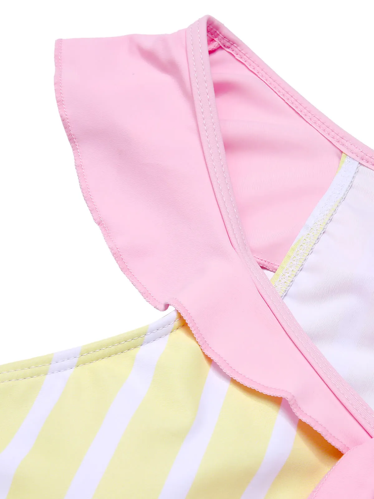 Yellow & Pink 1940s Stripe One-Piece Swimsuit sold by Retro Stage product image thumbnail 5
