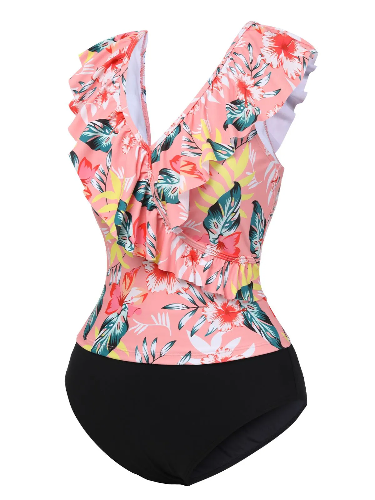 1930s Tropical Plants Ruffled V-Neck Tankini Set sold by Retro Stage product image thumbnail 2