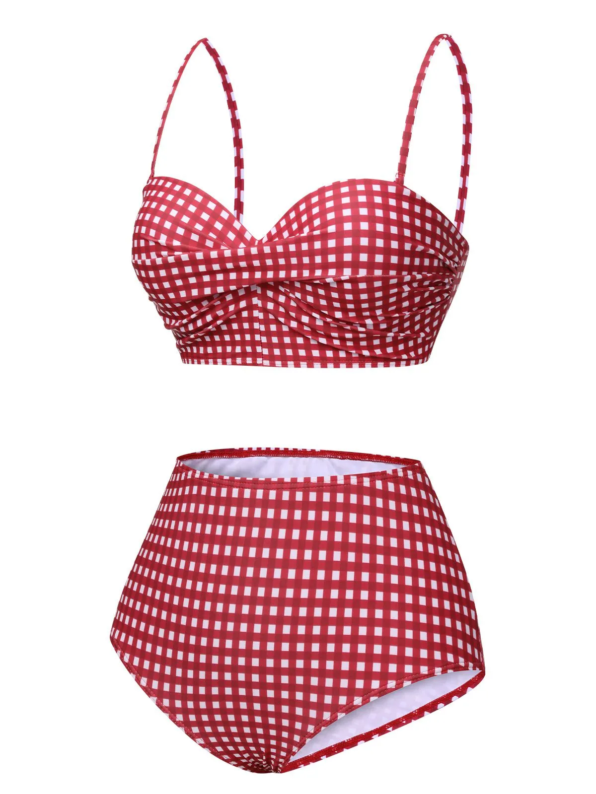 1950s Gingham Plaid Suspender Swimsuit sold by Retro Stage product image thumbnail 2