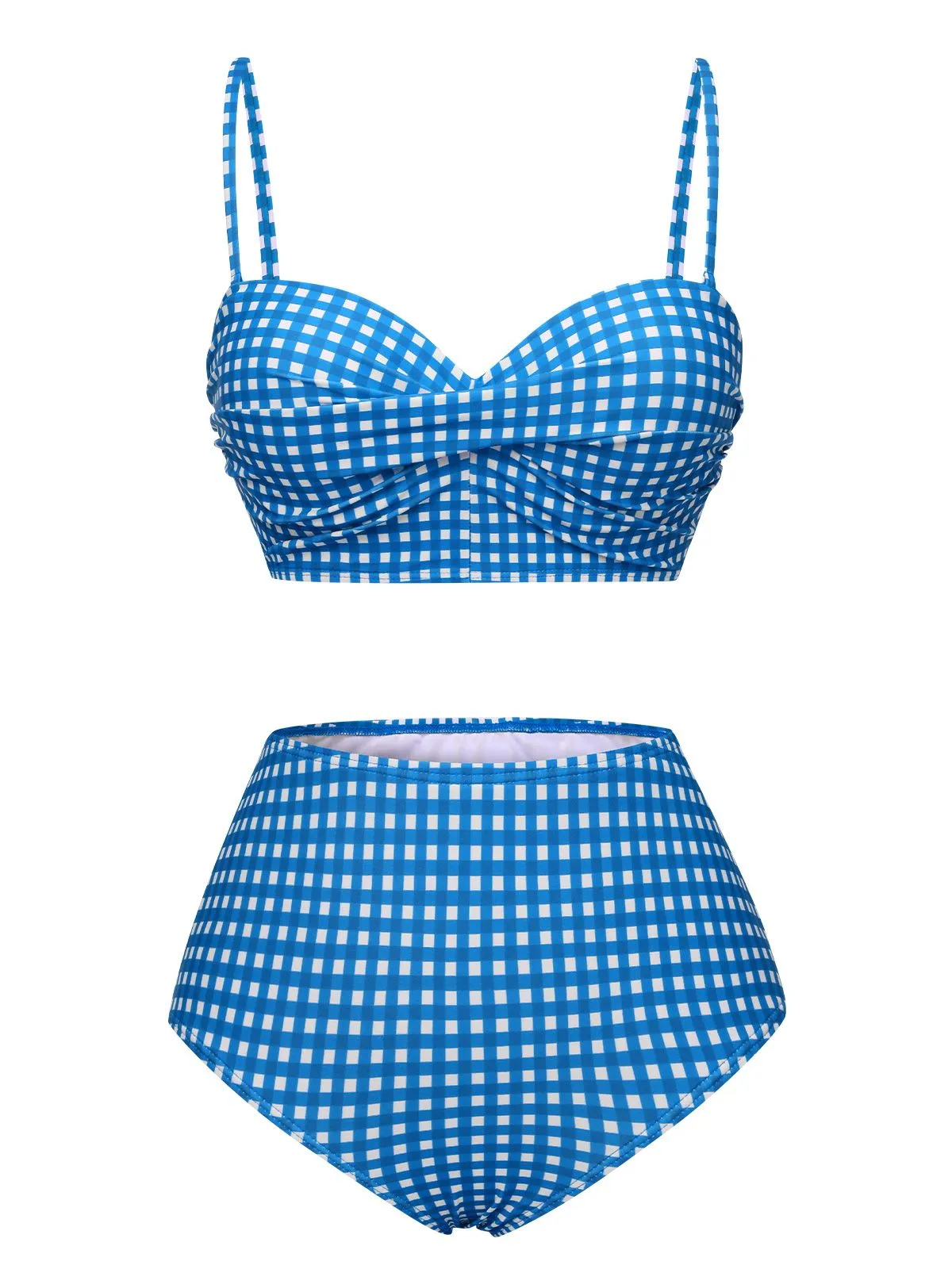 1950s Gingham Plaid Suspender Swimsuit sold by Retro Stage product image thumbnail 5