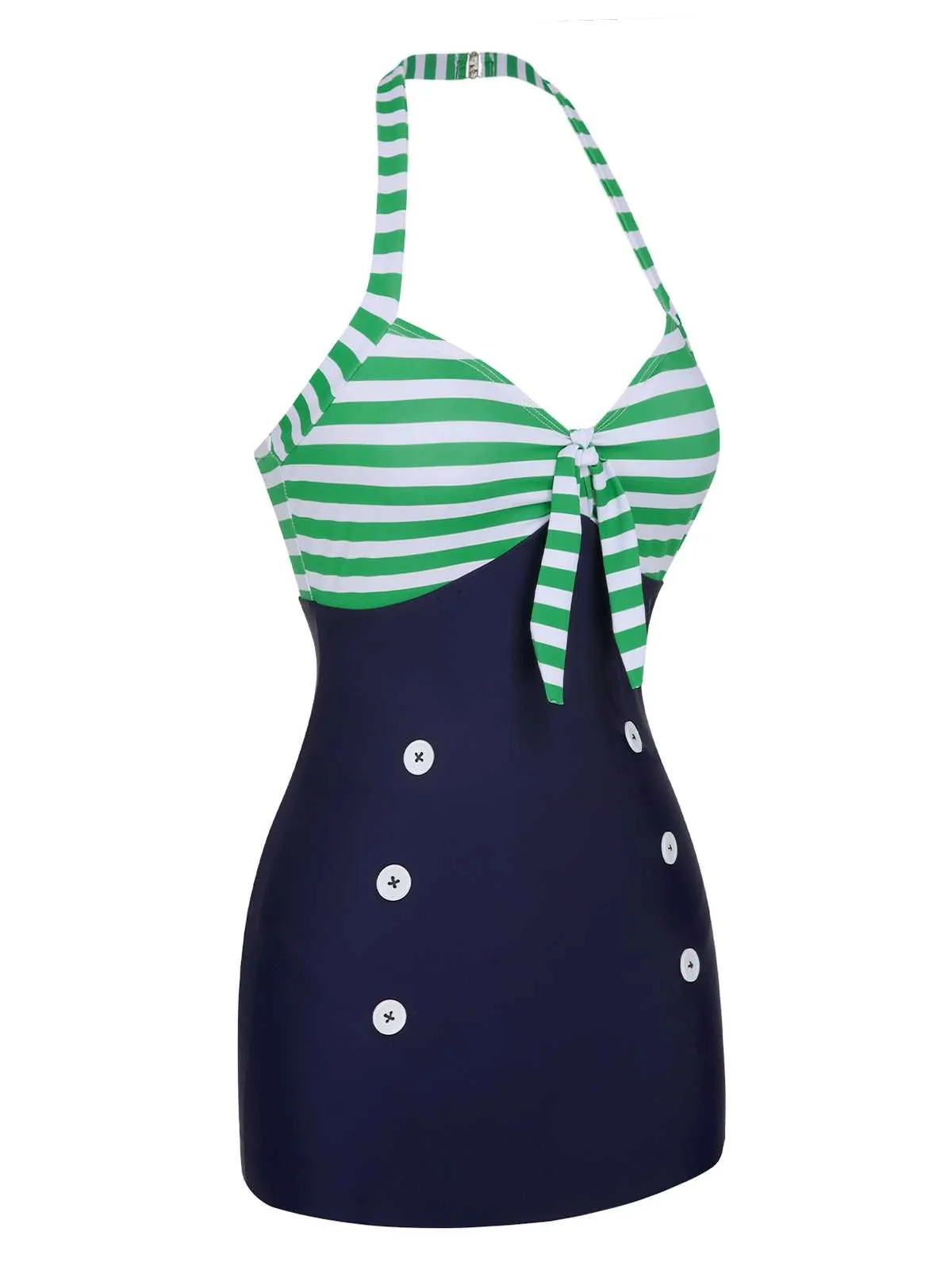 1960s Halter Strips Buttoned One-Piece Swimsuit sold by Retro Stage product image thumbnail 3