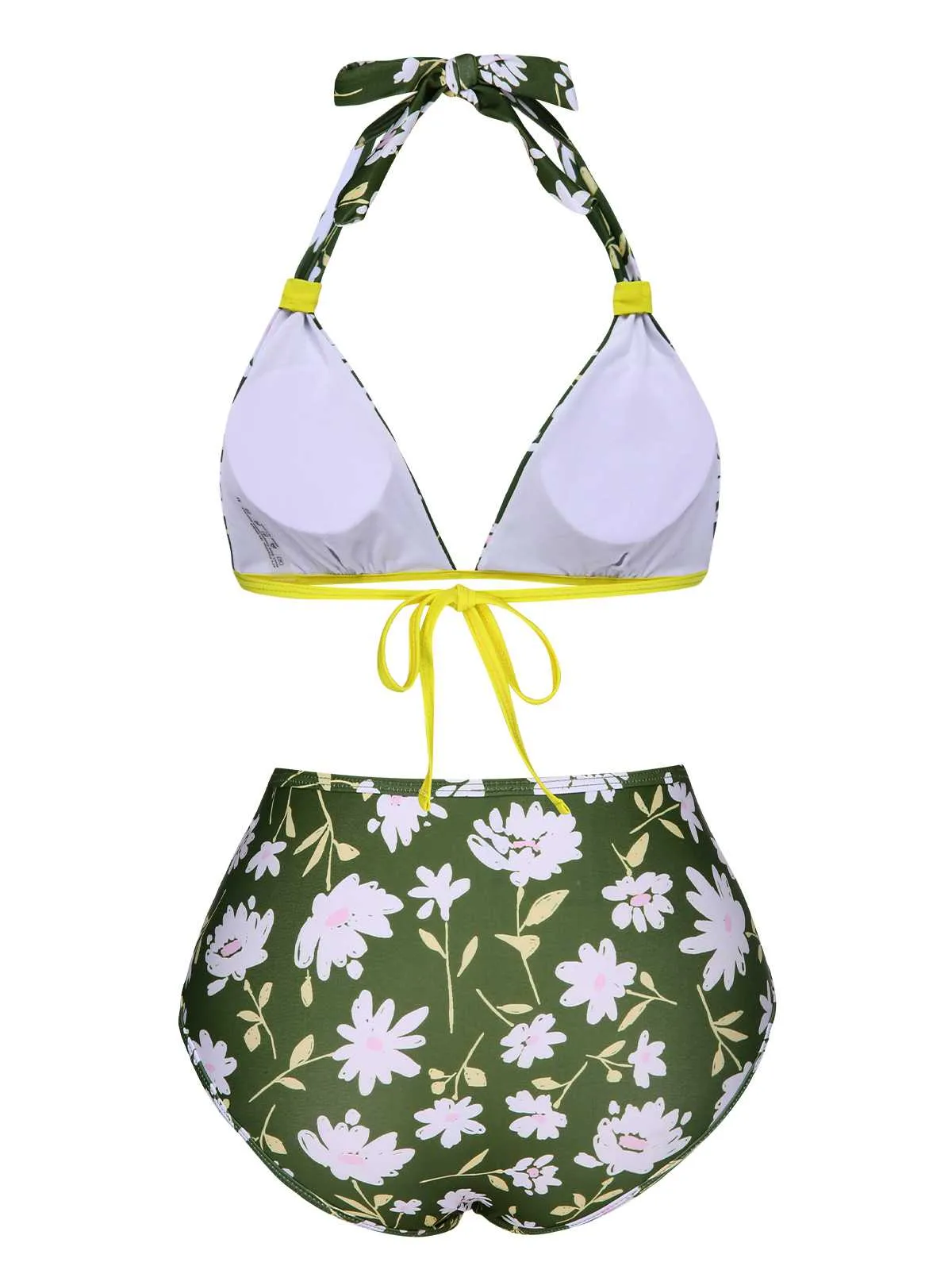 Dark Green 1940s Halter Bow Floral Swimsuit sold by Retro Stage product image thumbnail 4