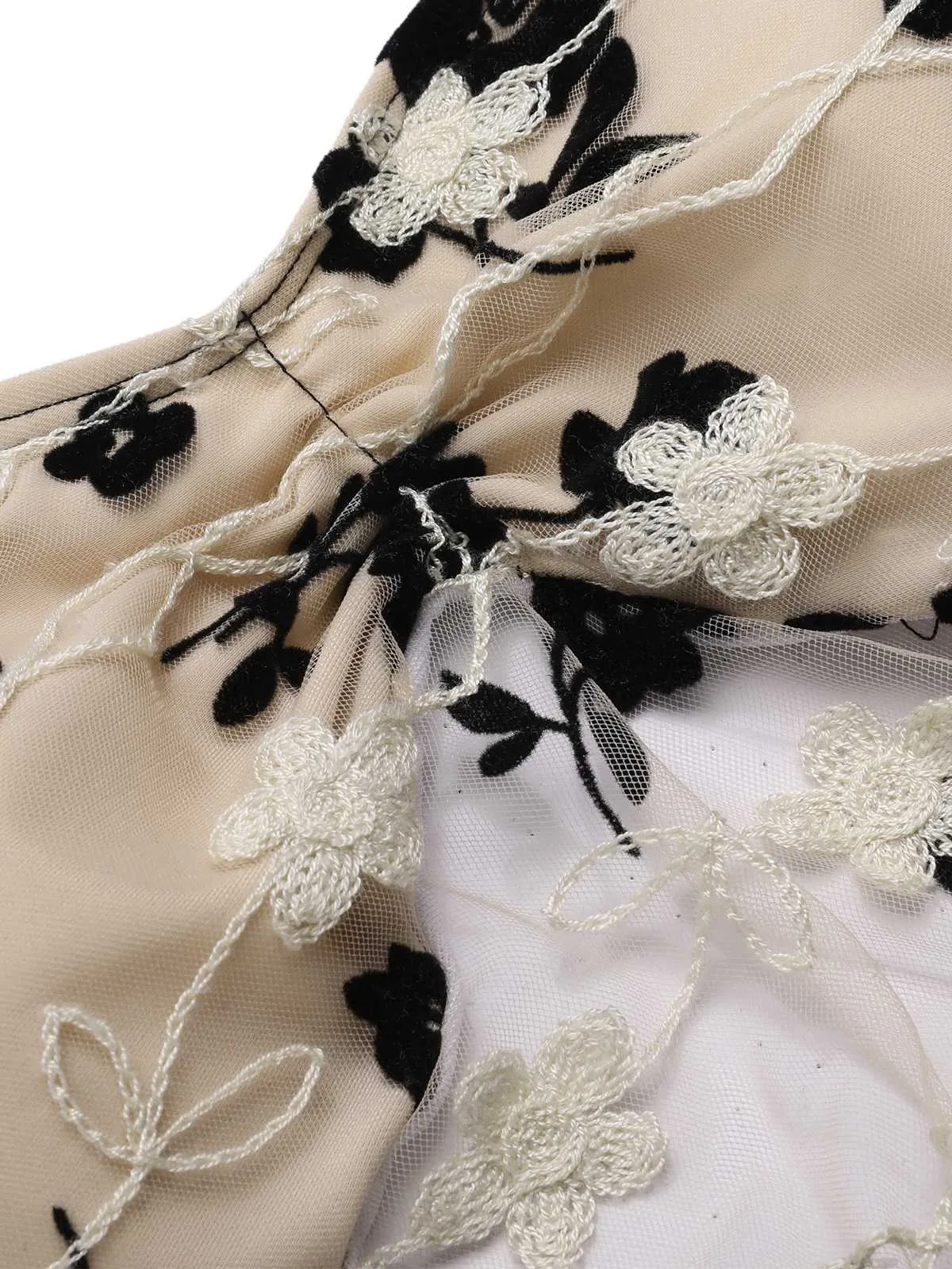 1950s Square Neck Floral Mesh One-Piece Swimsuit sold by Retro Stage product image thumbnail 5