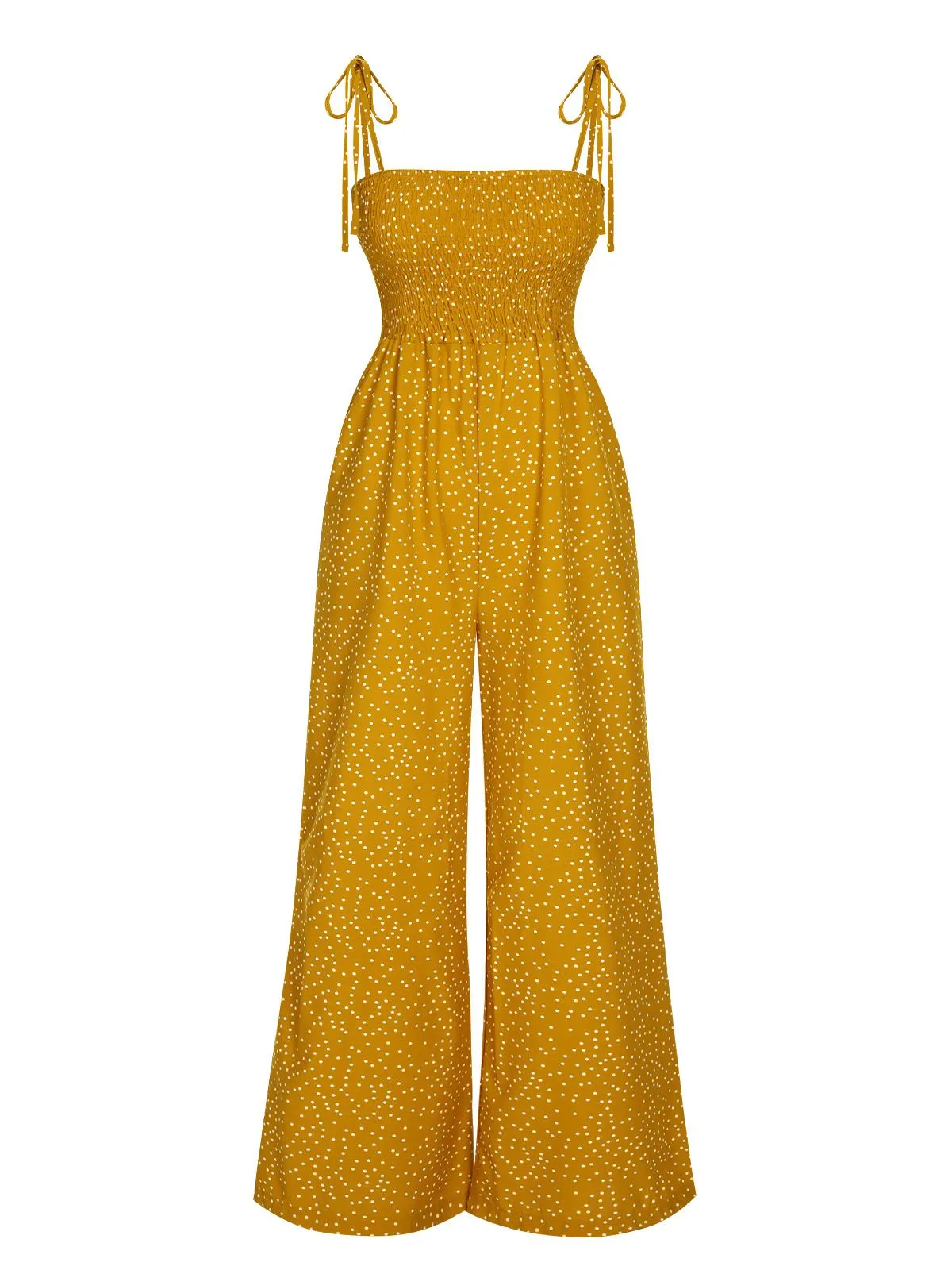 1970s Polka Dots Spaghetti Strap Bind Jumpsuit sold by Retro Stage