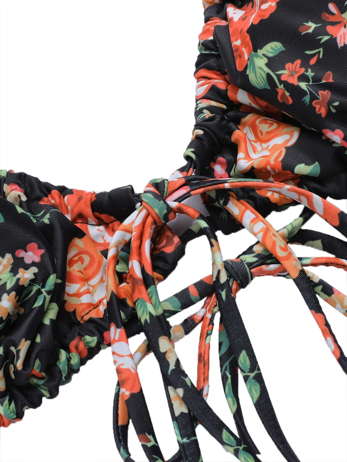 1950s Floral Lace-Up Spaghetti Strap Bikini Set sold by Retro Stage product image thumbnail 4