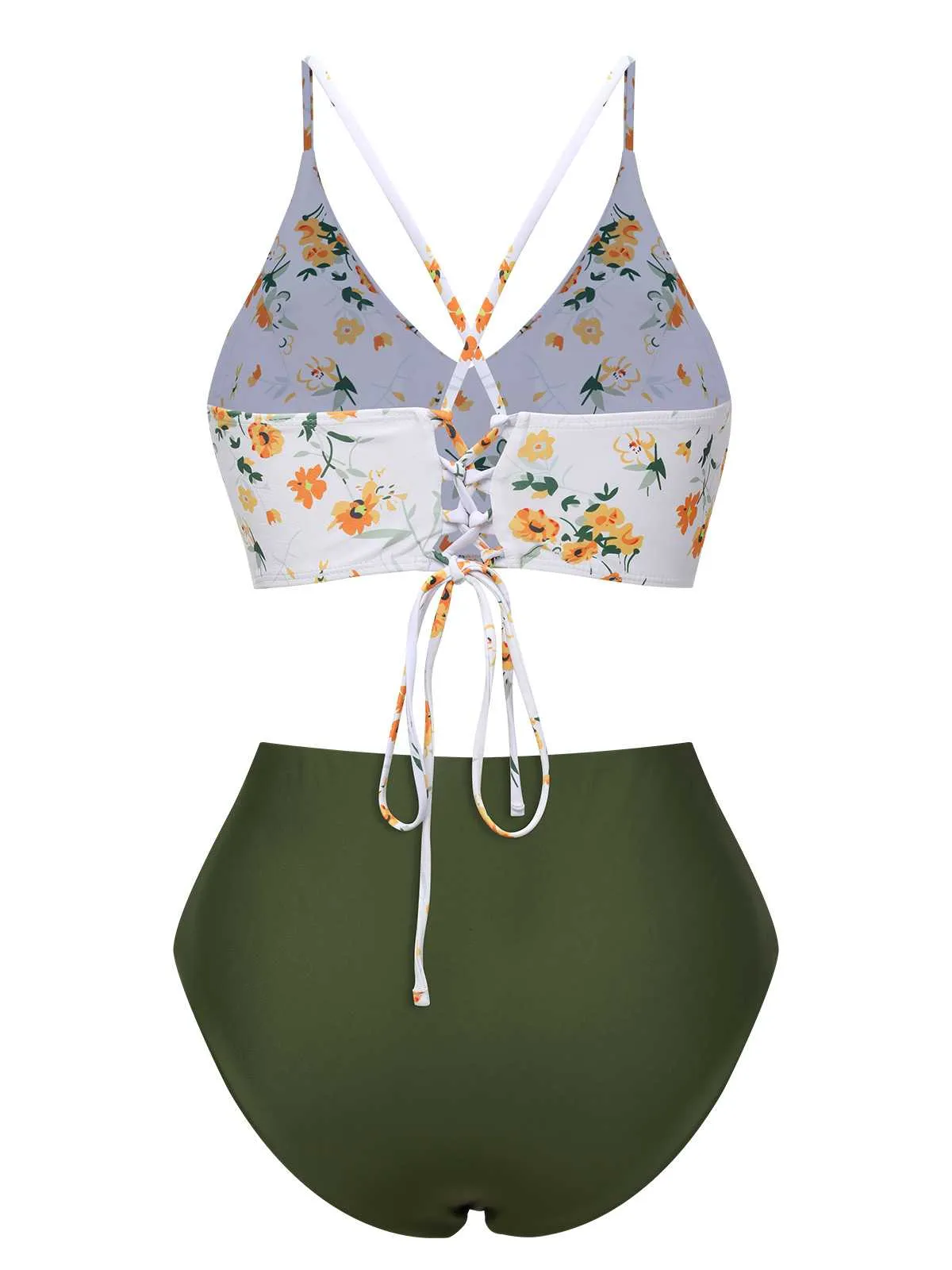 1950s Spaghetti Strap Floral Swimsuit sold by Retro Stage product image thumbnail 3