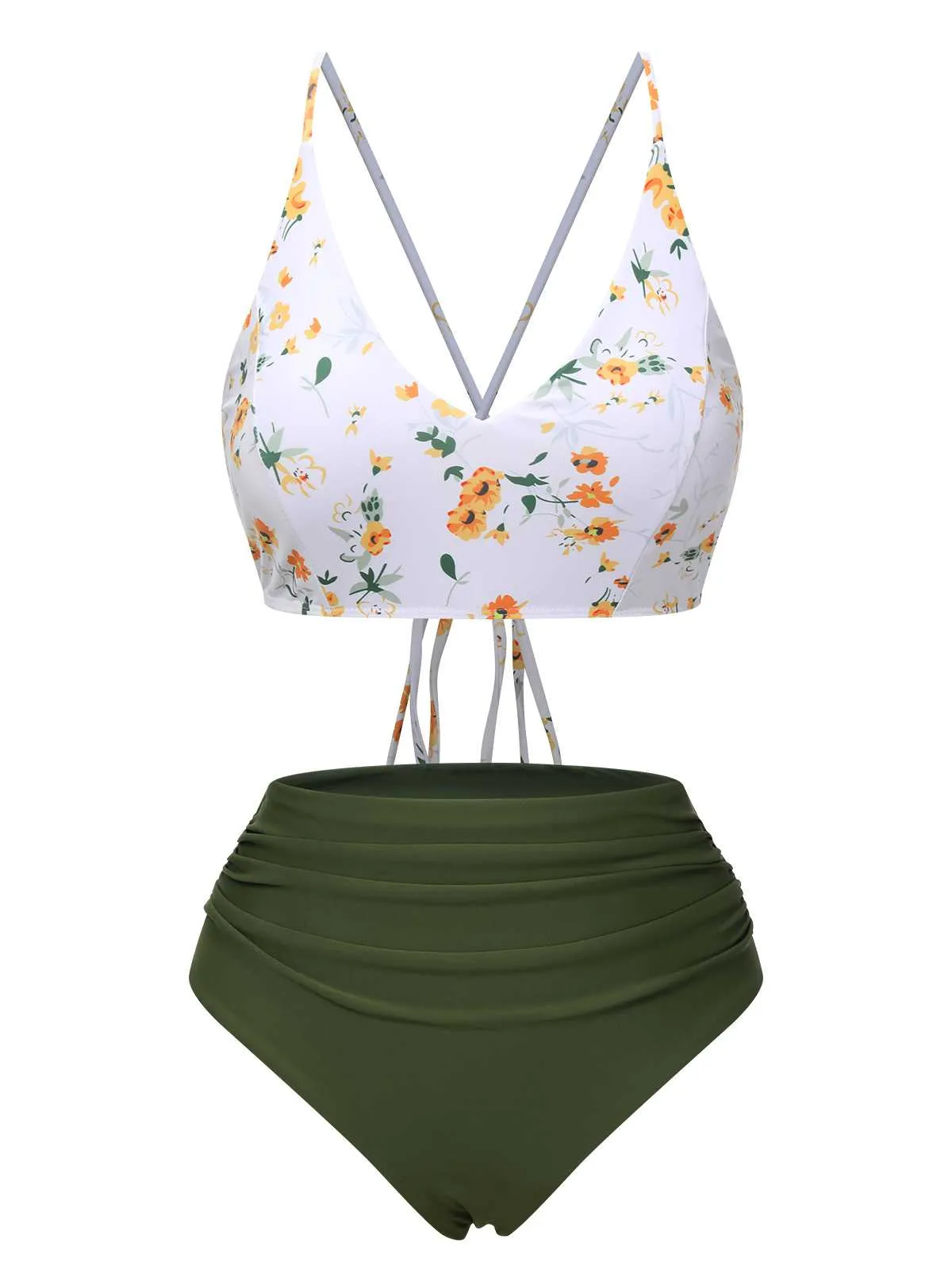 1950s Spaghetti Strap Floral Swimsuit sold by Retro Stage