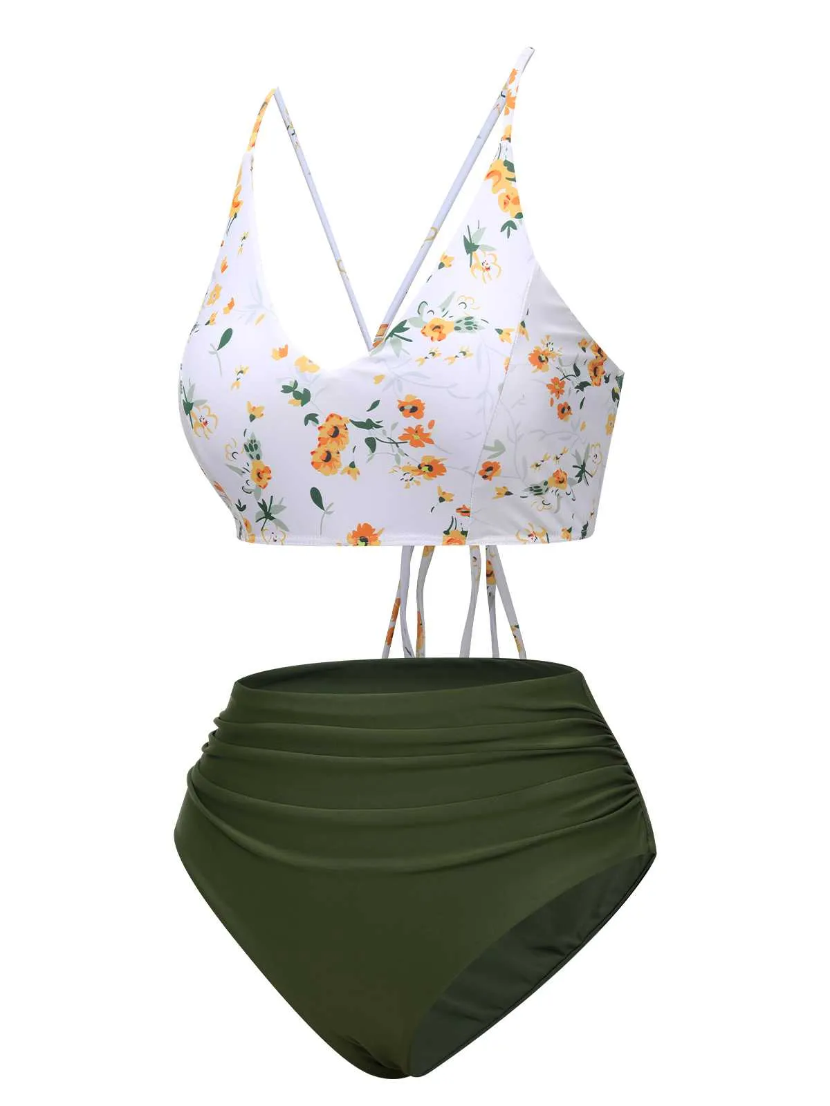 1950s Spaghetti Strap Floral Swimsuit sold by Retro Stage product image thumbnail 2