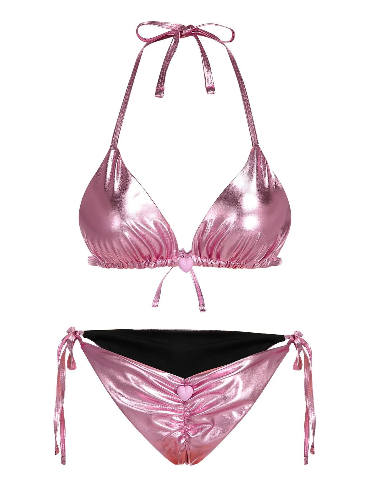 Pink 1970s Metallic 3D Heart Swimsuit sold by Retro Stage