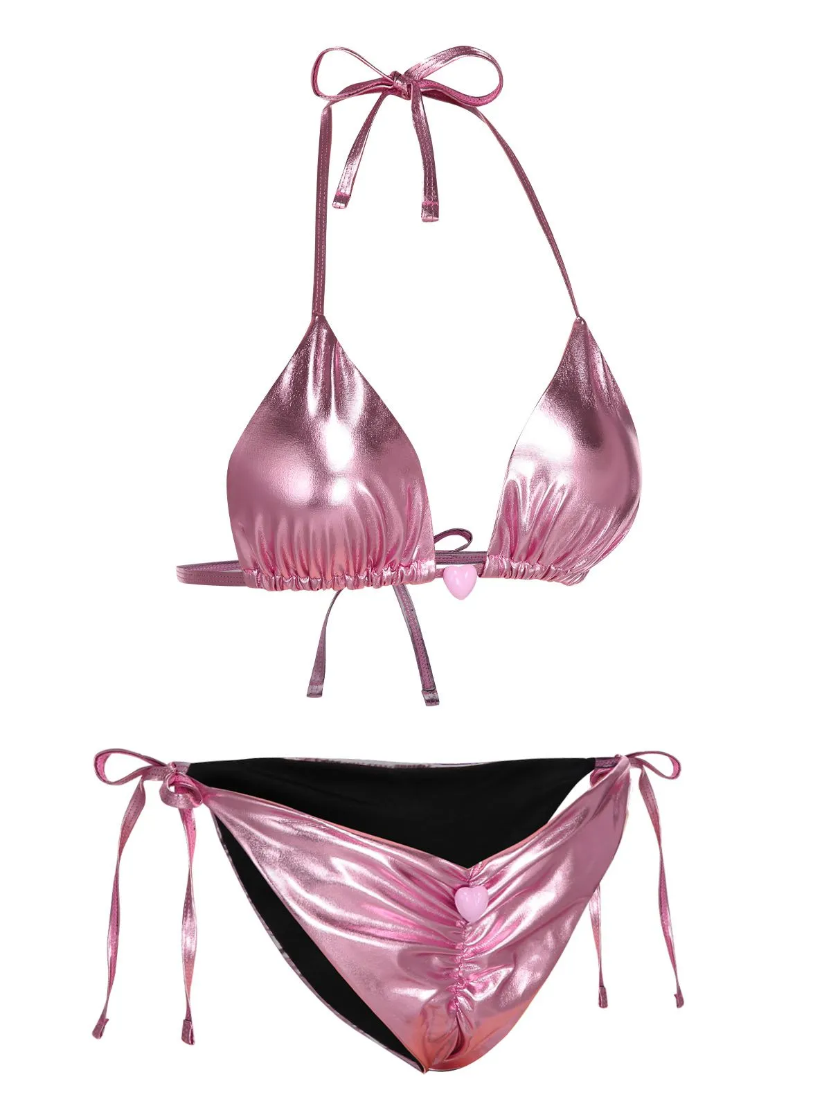 Pink 1970s Metallic 3D Heart Swimsuit sold by Retro Stage product image thumbnail 3