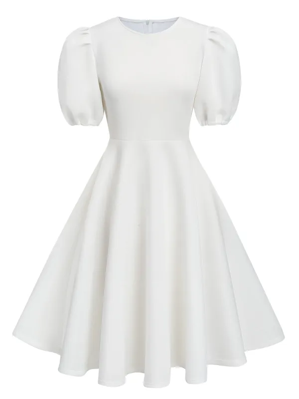 1950s Round Neck Puff Sleeve A-Line Dress made by Retro Stage