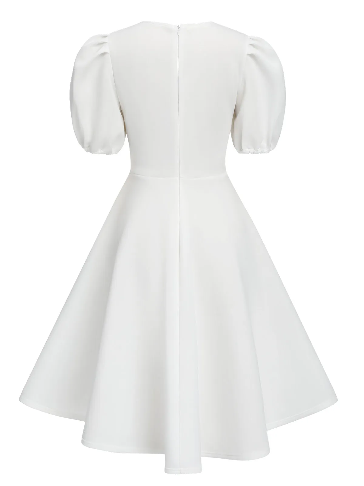 1950s Round Neck Puff Sleeve A-Line Dress sold by Retro Stage product image thumbnail 3
