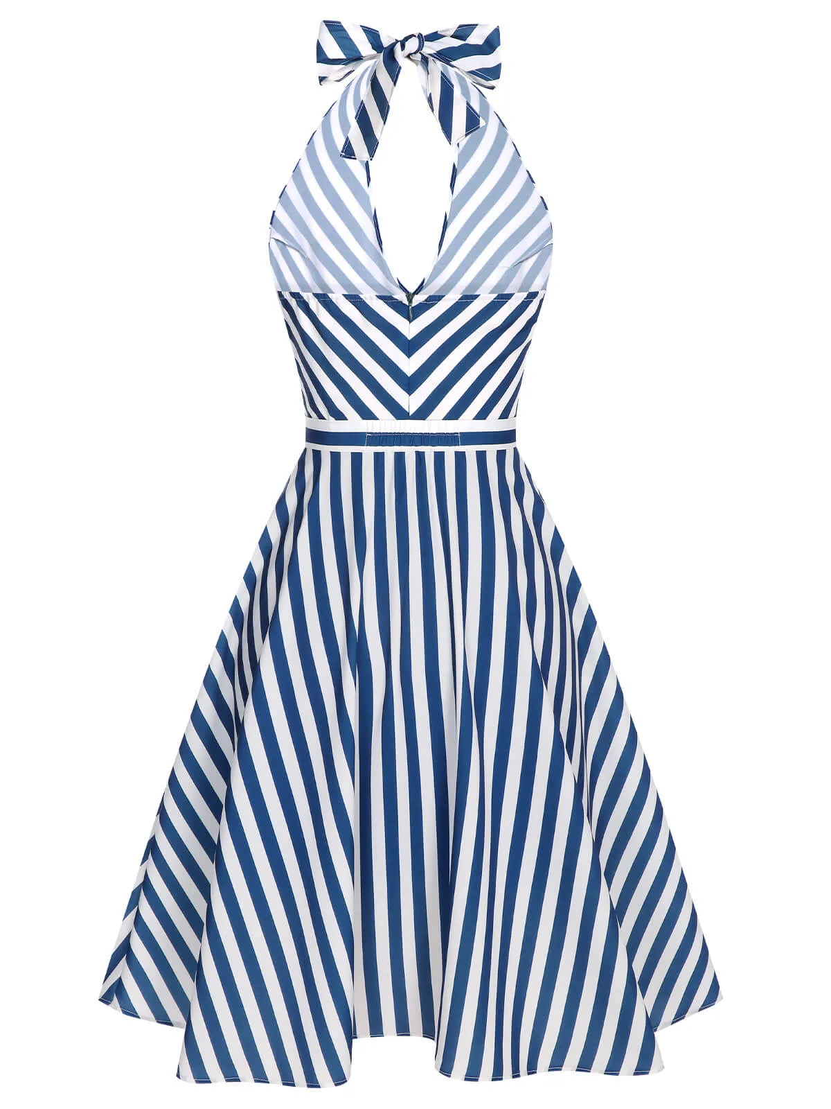2PCS Blue 1940s Stripe Halter Romper & Skirt sold by Retro Stage product image thumbnail 4