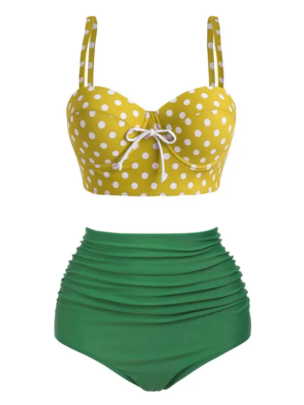 Yellow 1940s Polka Dot Bikini Set sold by Retro Stage