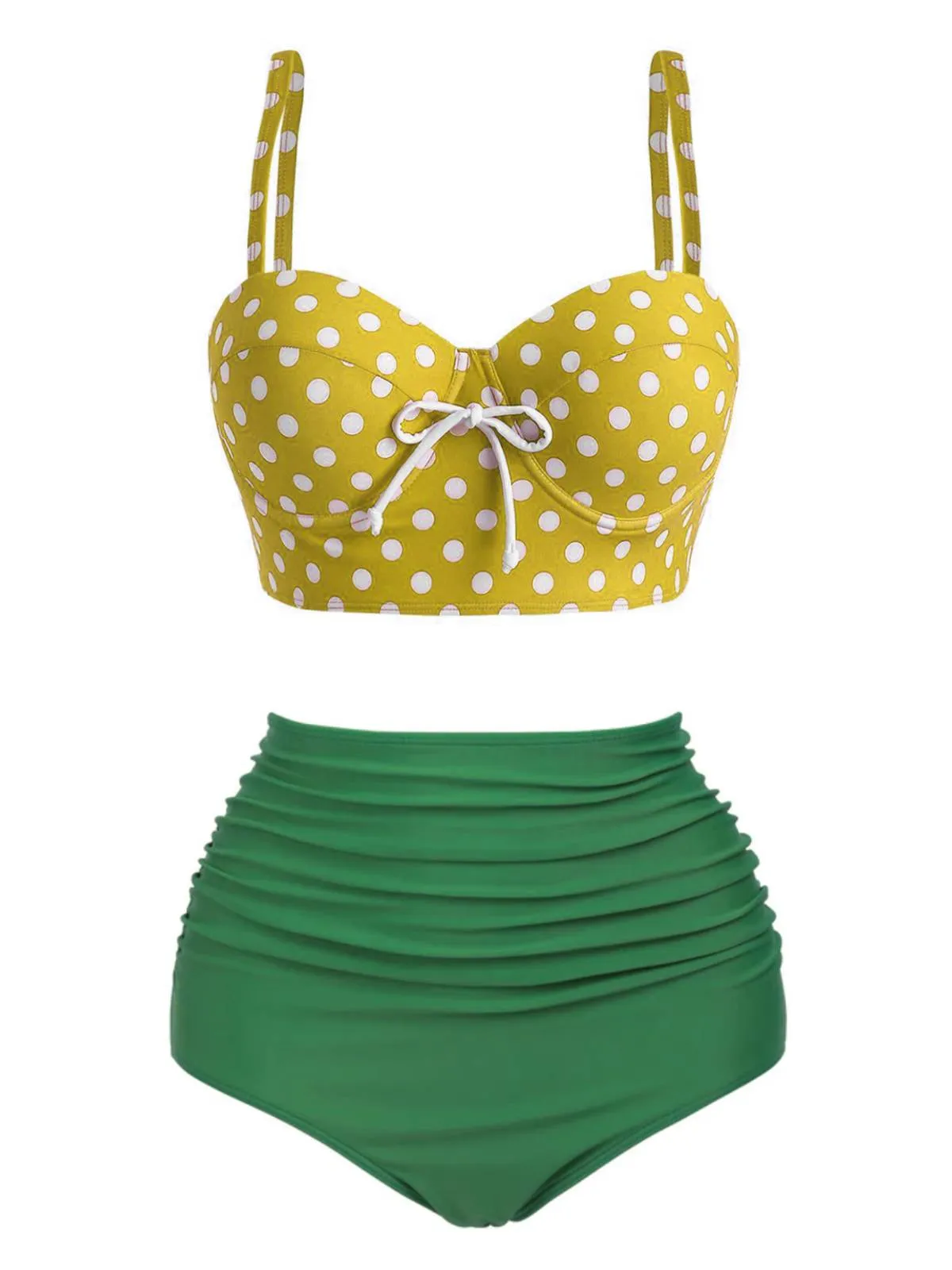 Yellow 1940s Polka Dot Bikini Set sold by Retro Stage