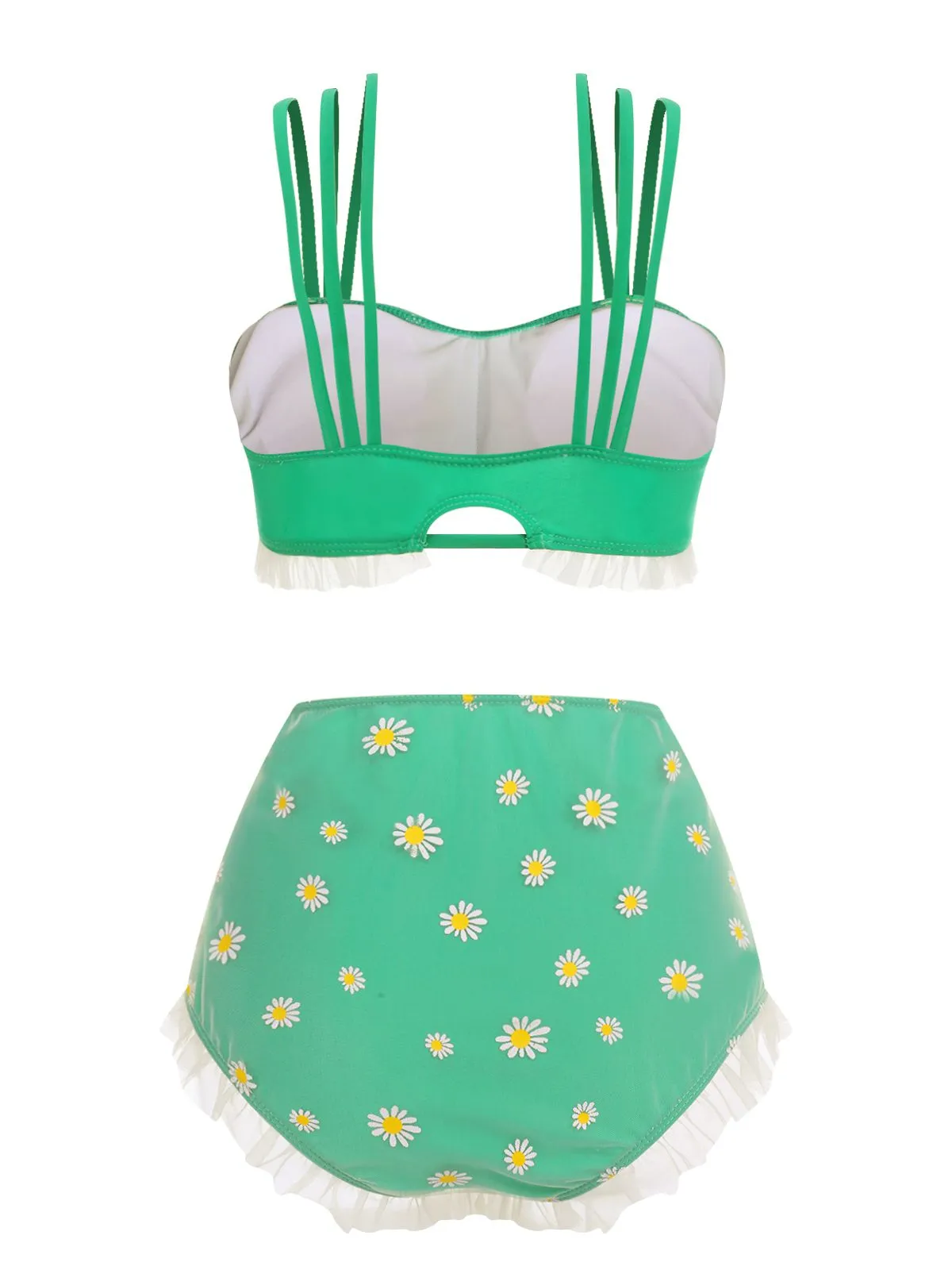 Green 1950s Summer Daisy Tankini Set sold by Retro Stage product image thumbnail 3