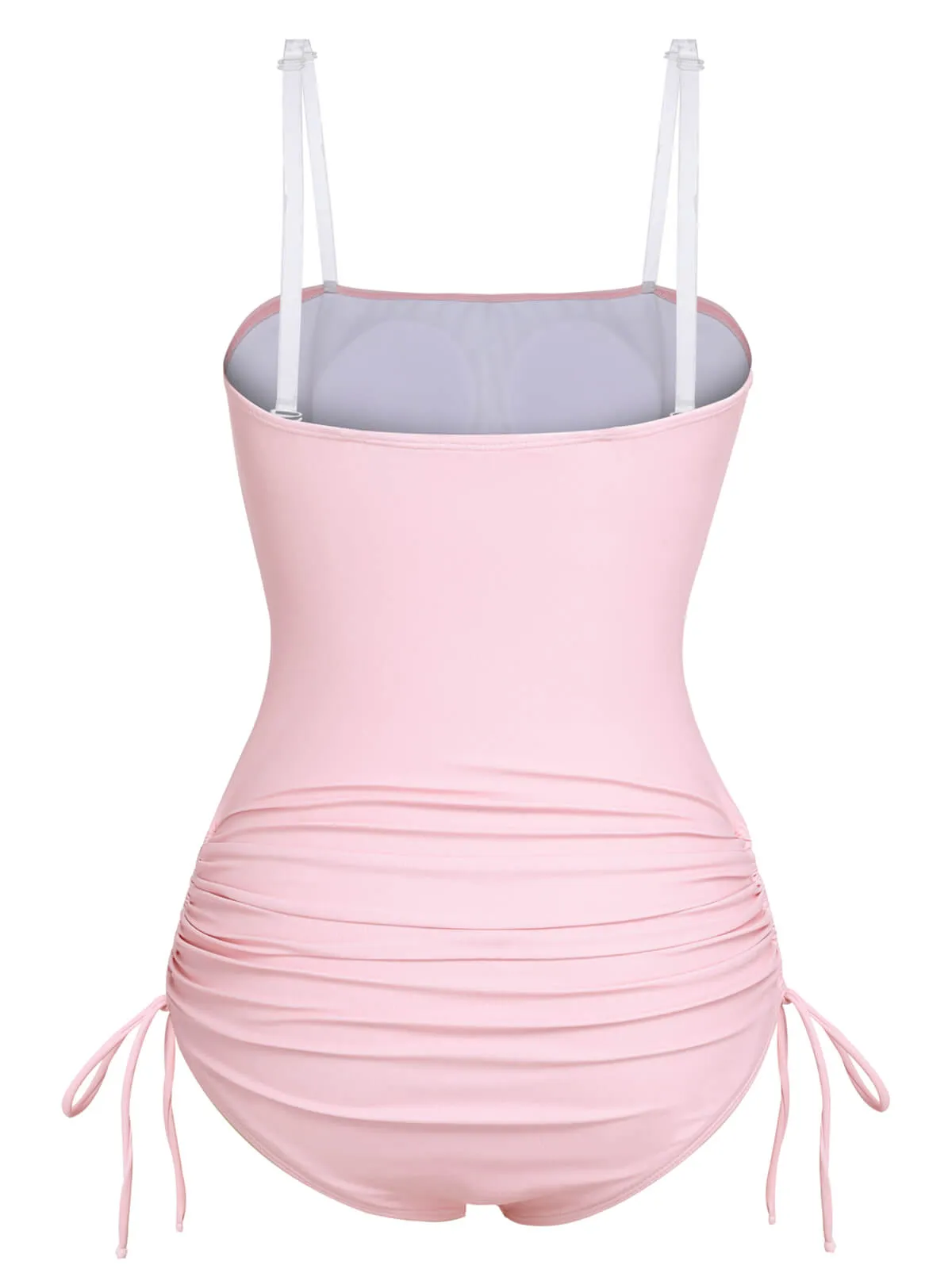 Pink 1940s Rose Strap One-piece Swimsuit sold by Retro Stage product image thumbnail 4