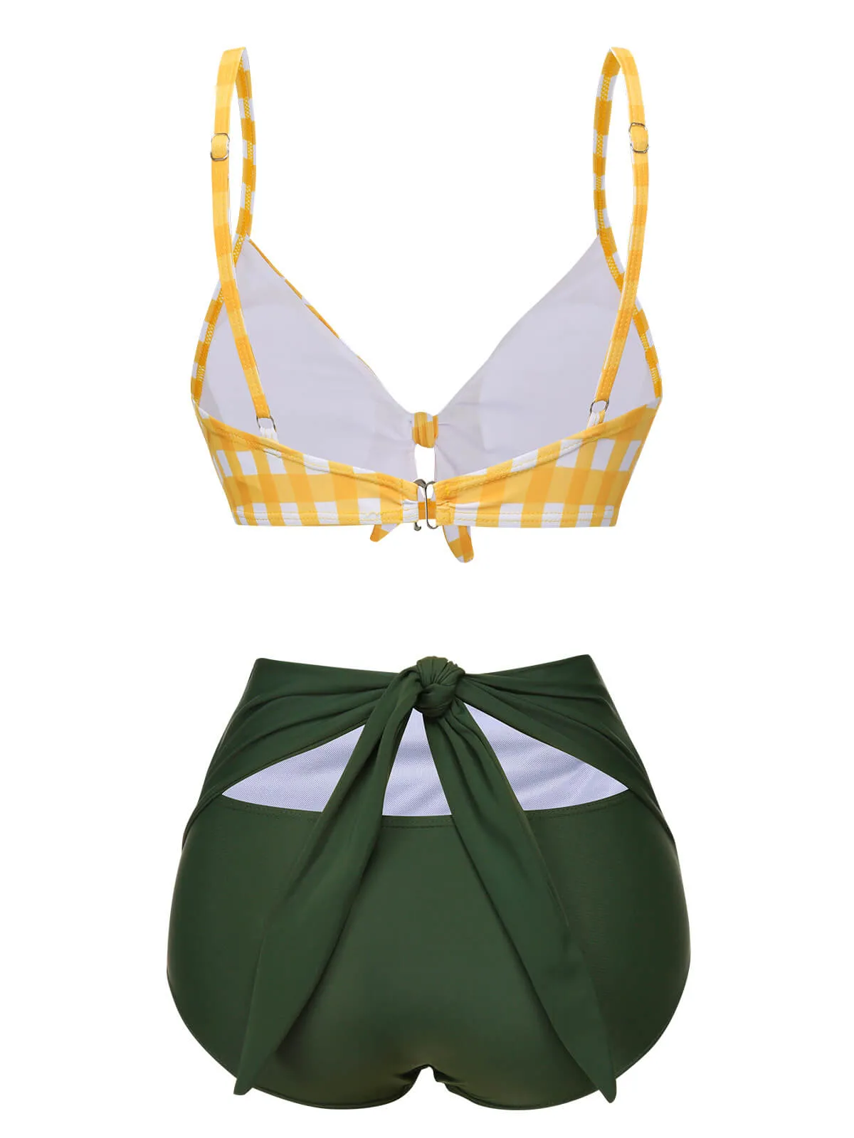 Yellow & Green 1950s Plaid Bow Bikini Set sold by Retro Stage product image thumbnail 3