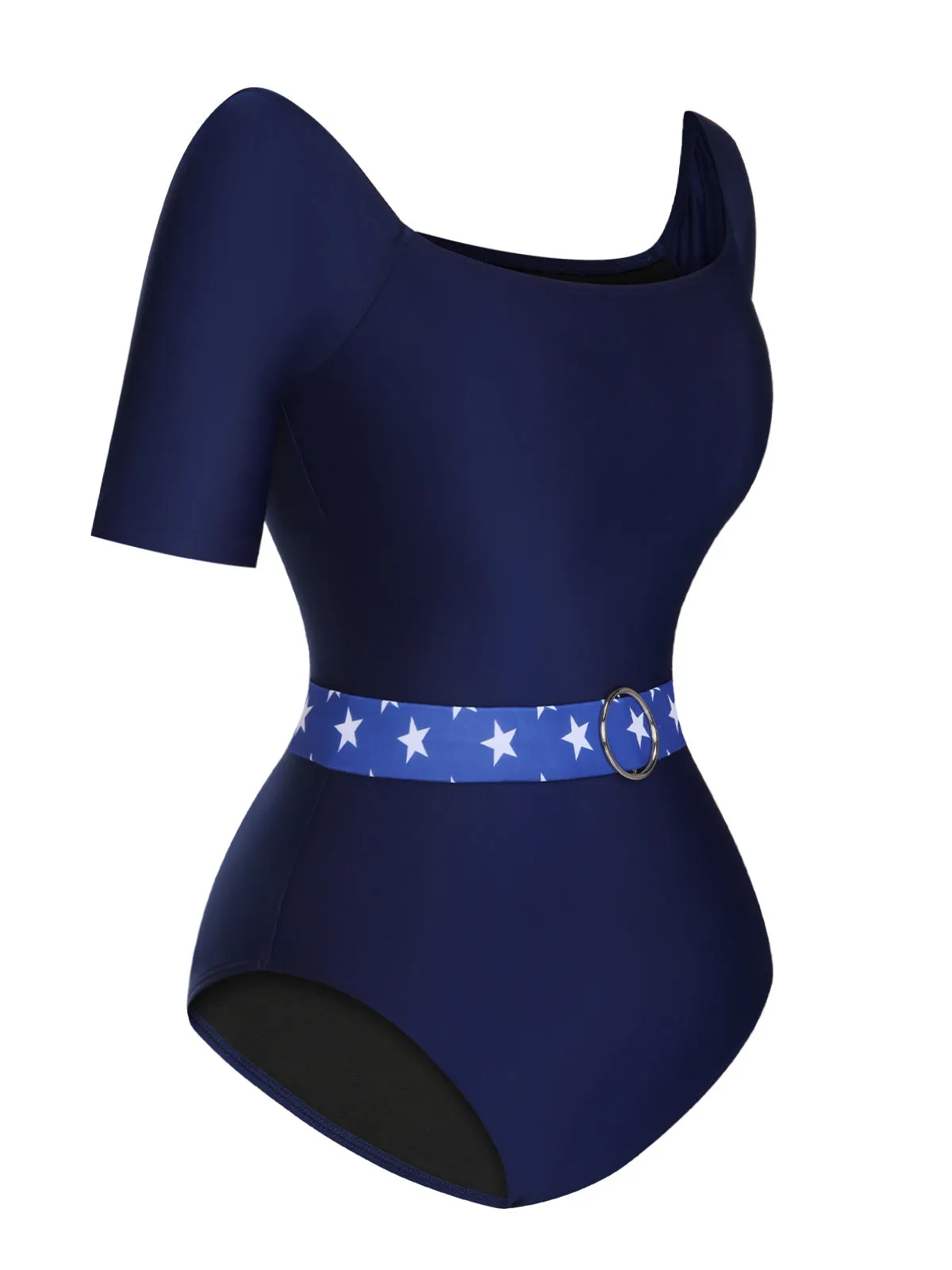 Dark Blue 1940s Stars One-Piece Swimsuit sold by Retro Stage product image thumbnail 2