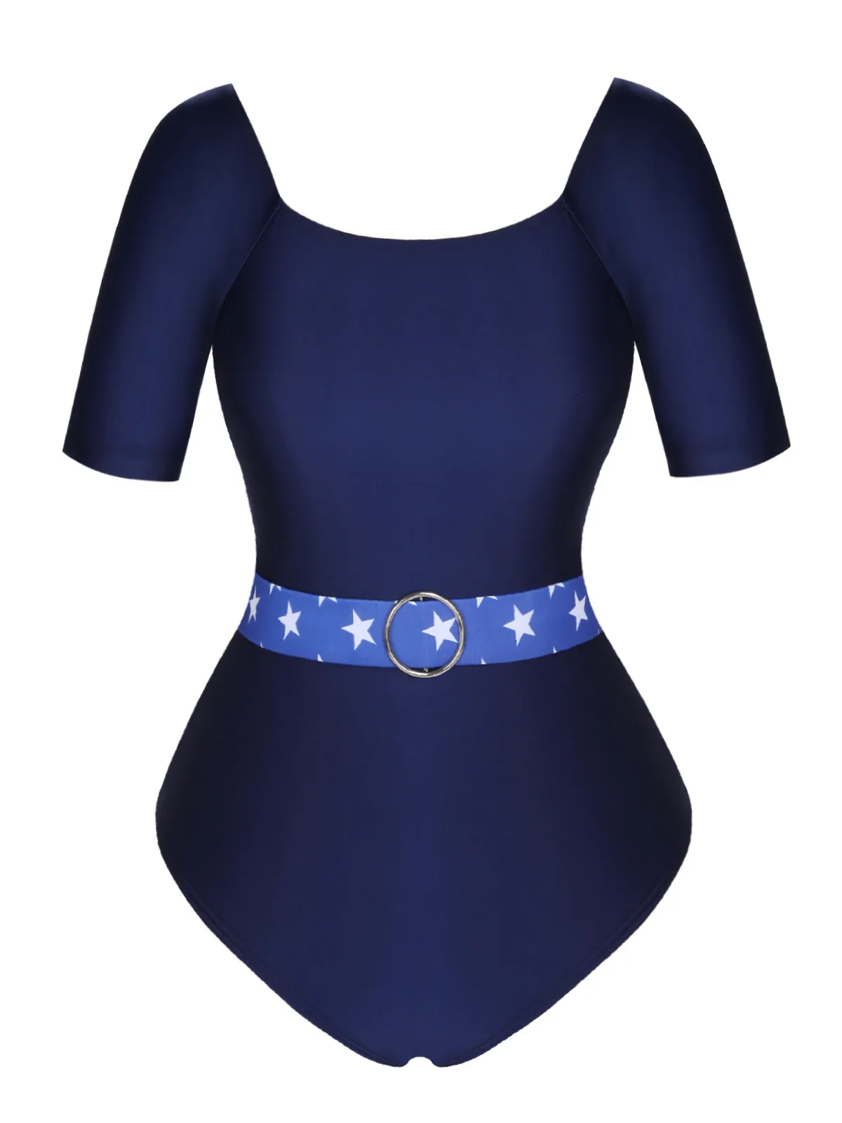 Dark Blue 1940s Stars One-Piece Swimsuit sold by Retro Stage