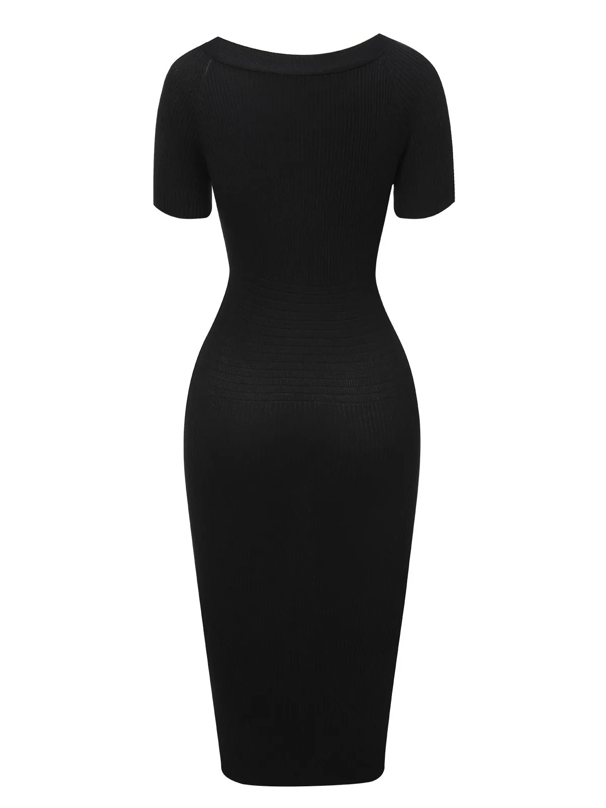 Black 1960s Solid V-Neck Buttons Dress sold by Retro Stage product image thumbnail 3