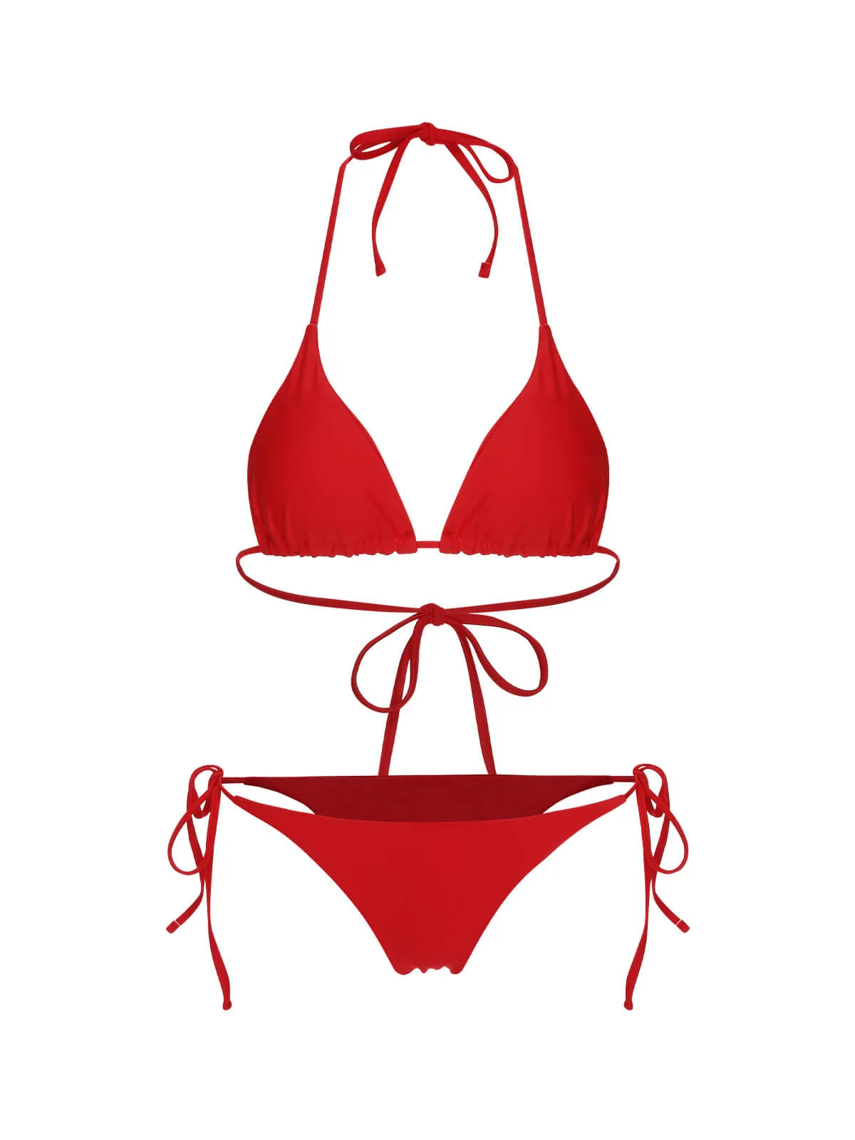Red 1950s Solid Halter Bikini Set & Cover-Up sold by Retro Stage product image thumbnail 2
