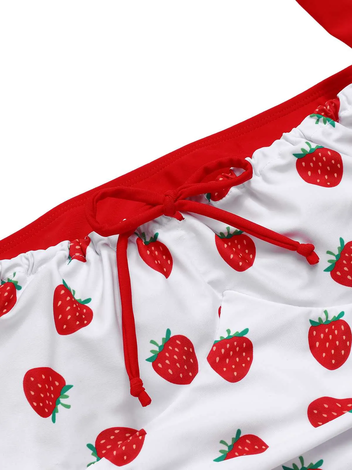 Red 1960s Halter Bow Strawberry One-Piece Swimsuit sold by Retro Stage product image thumbnail 5