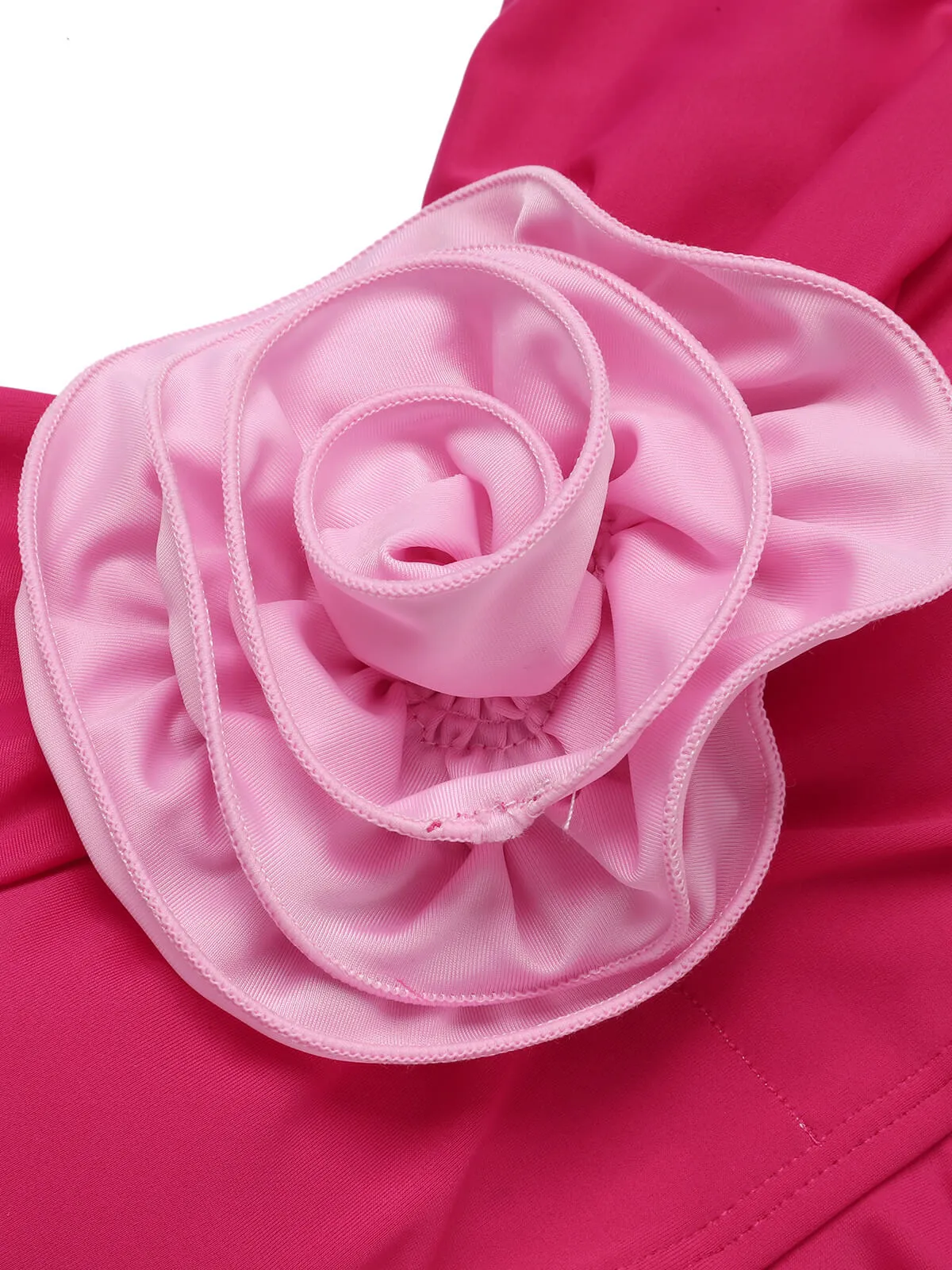Rose Red 1930s 3D Rose Off Shoulder Swimsuit sold by Retro Stage product image thumbnail 4