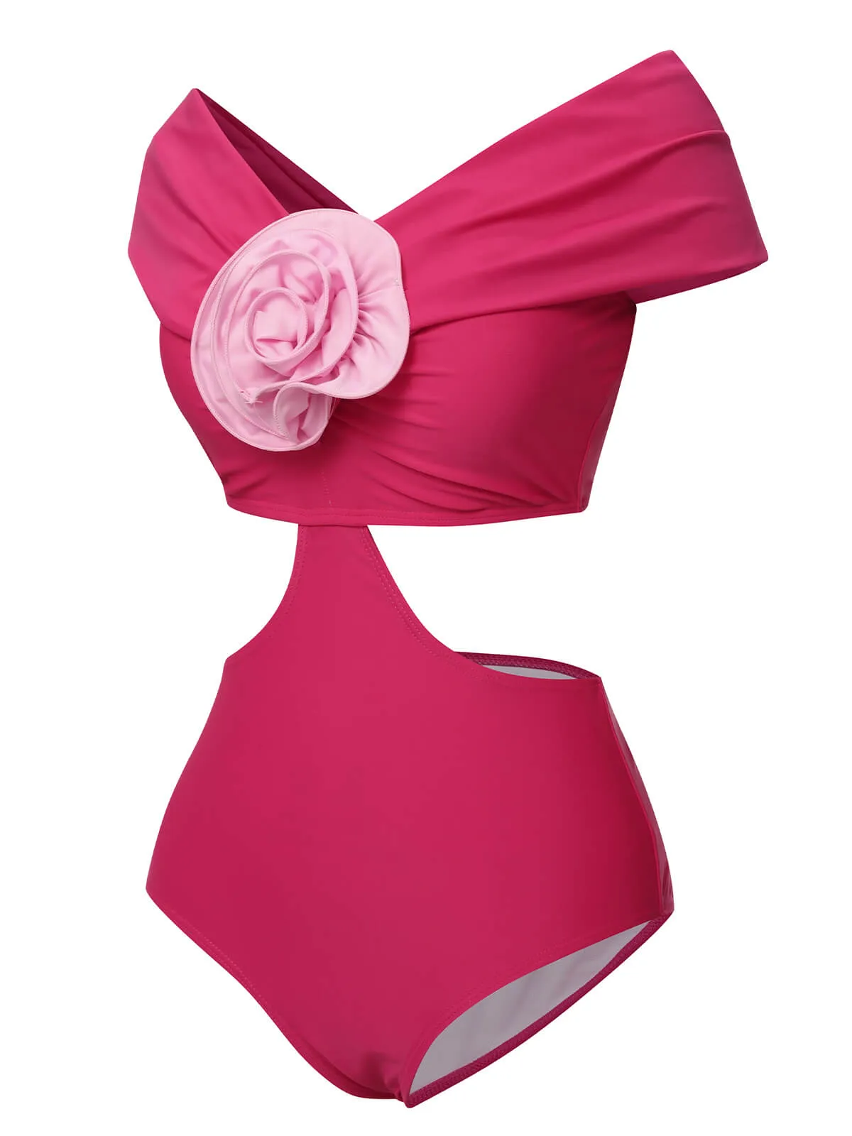Rose Red 1930s 3D Rose Off Shoulder Swimsuit sold by Retro Stage product image thumbnail 2
