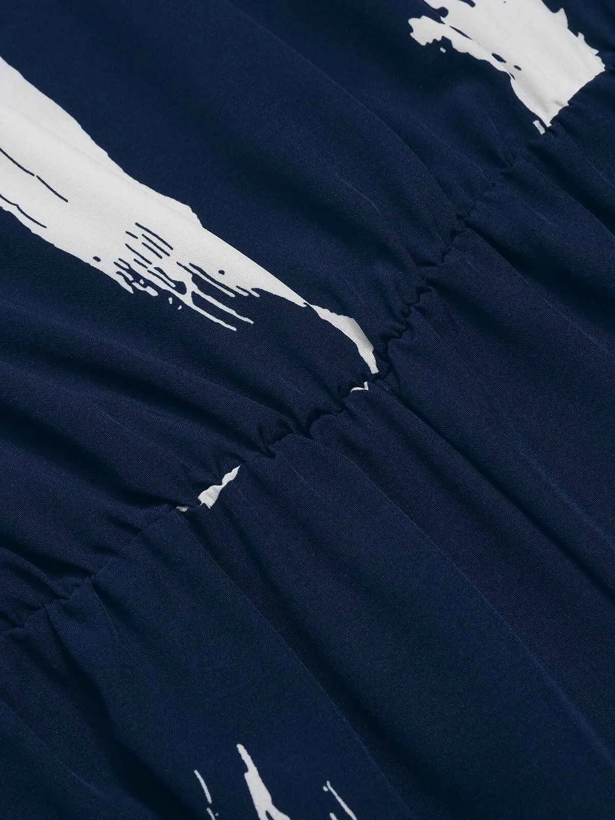 Dark Blue 1940s Brush Print Jumpsuit With Belt sold by Retro Stage product image thumbnail 4