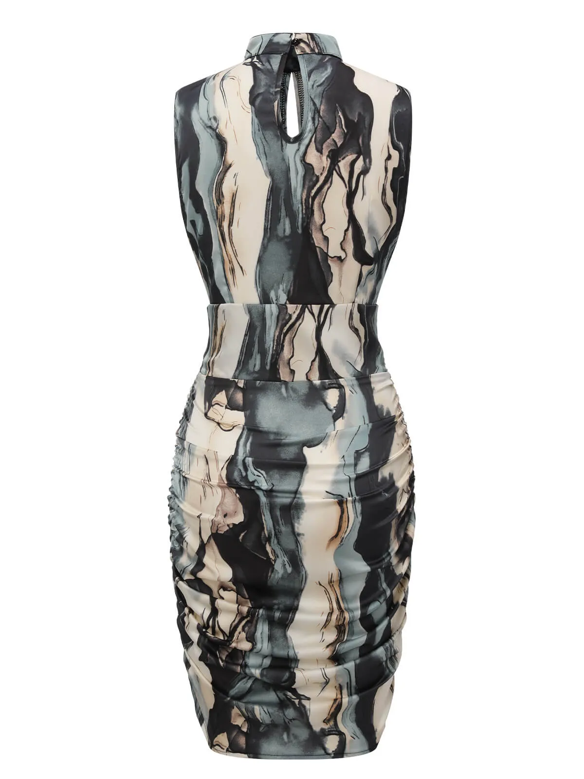 Multicolor 1960s Front Hollow Pleated Sleeveless Dress sold by Retro Stage product image thumbnail 3