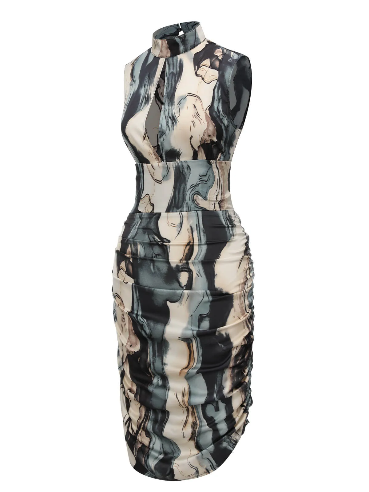 Multicolor 1960s Front Hollow Pleated Sleeveless Dress sold by Retro Stage product image thumbnail 2