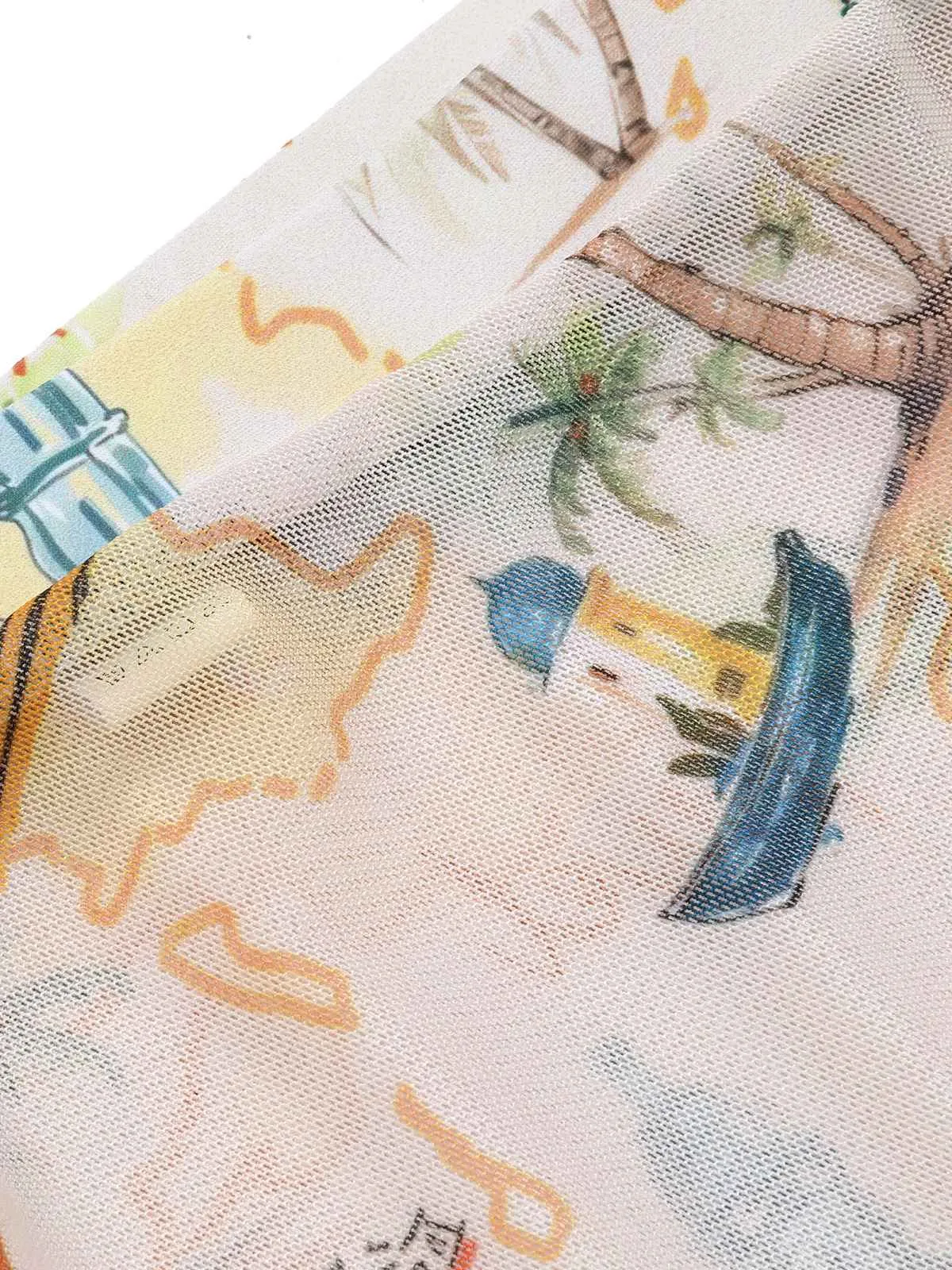 Yellow 1970s Retro Architectural Pattern Drawstring Cover-Up sold by Retro Stage product image thumbnail 5