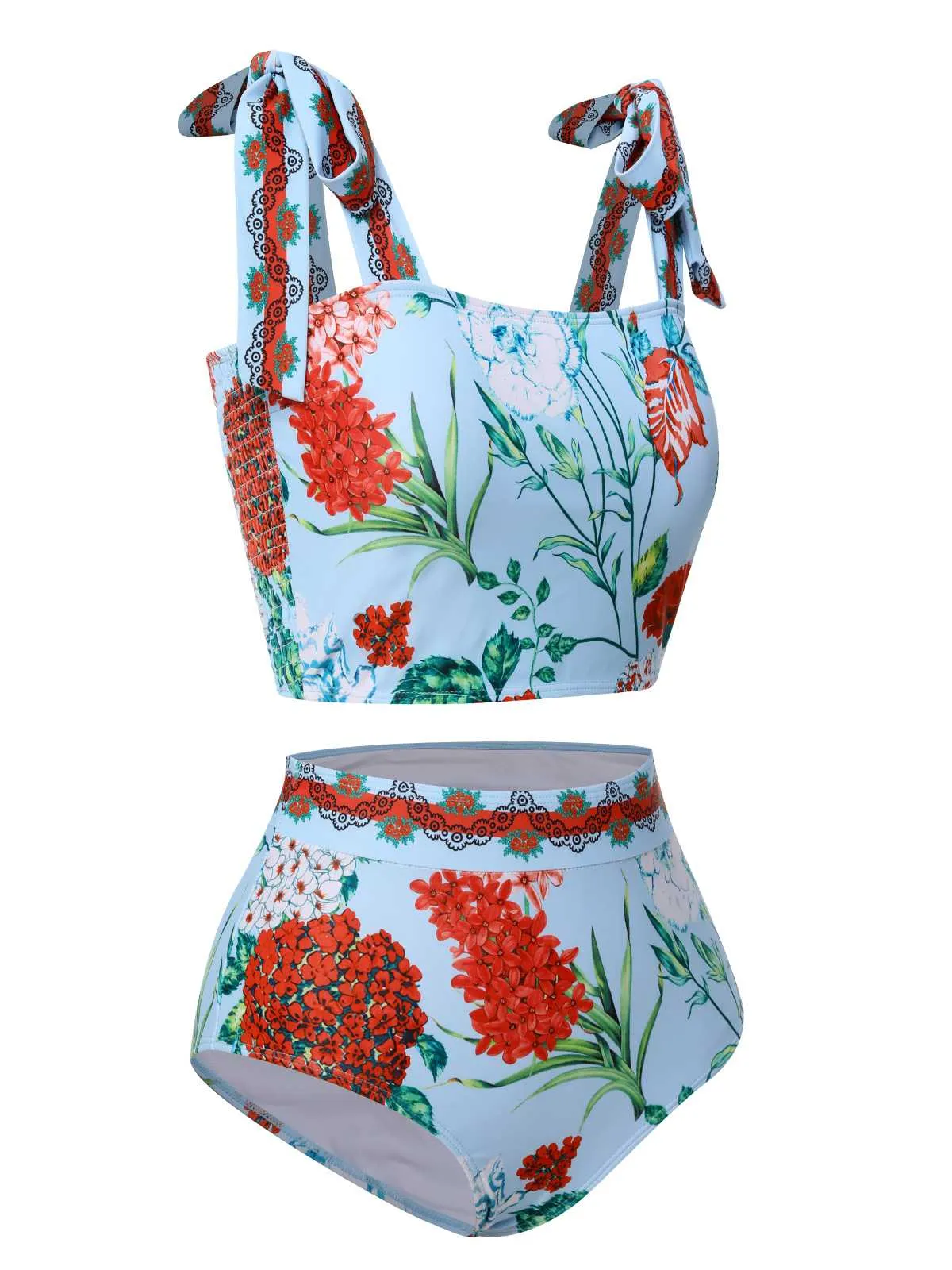 Multicolor 1960s Strap Floral Swimsuit sold by Retro Stage product image thumbnail 2