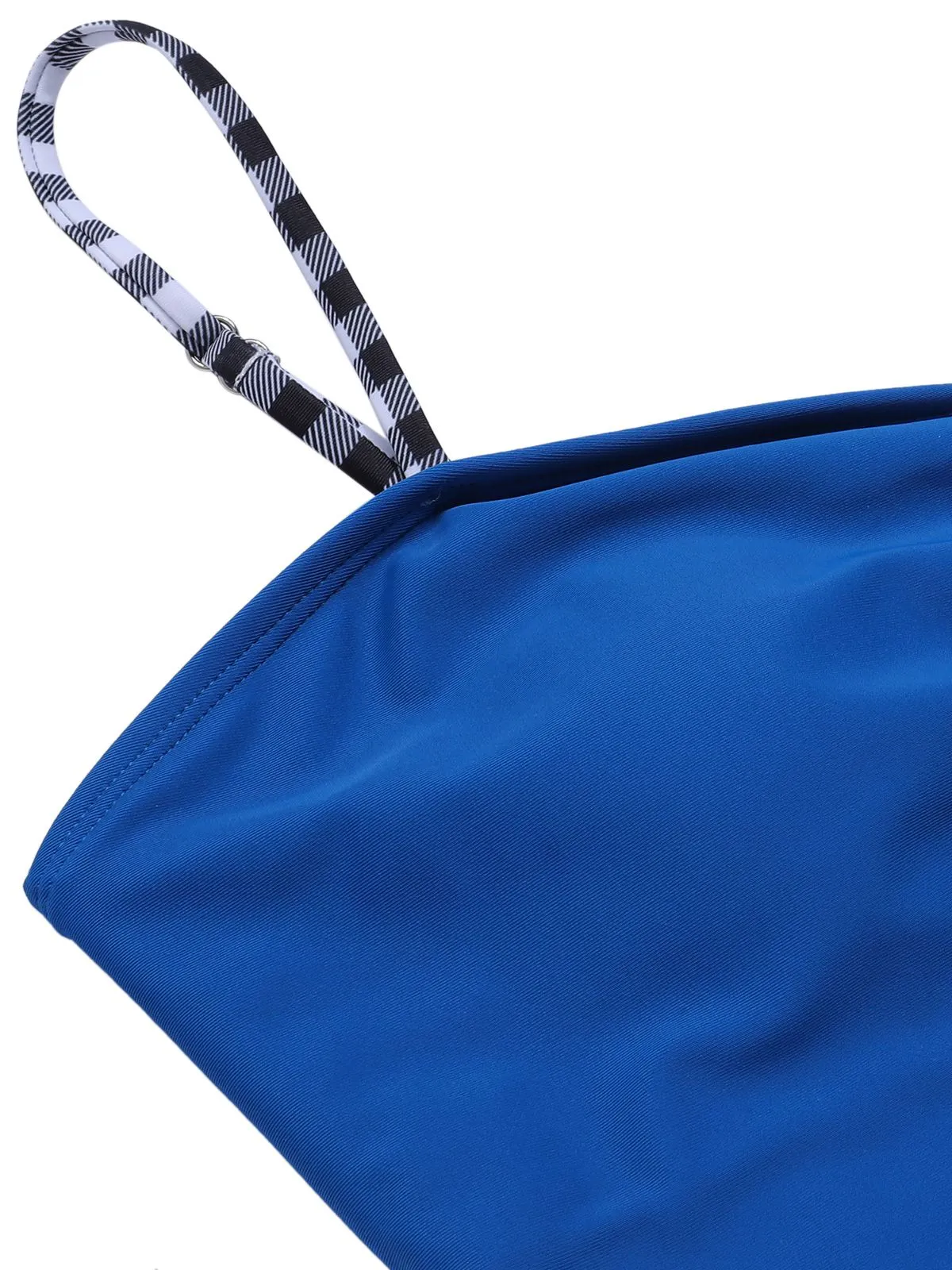 Blue 1960s Plaid Patchwork Strap Swimsuit sold by Retro Stage product image thumbnail 5