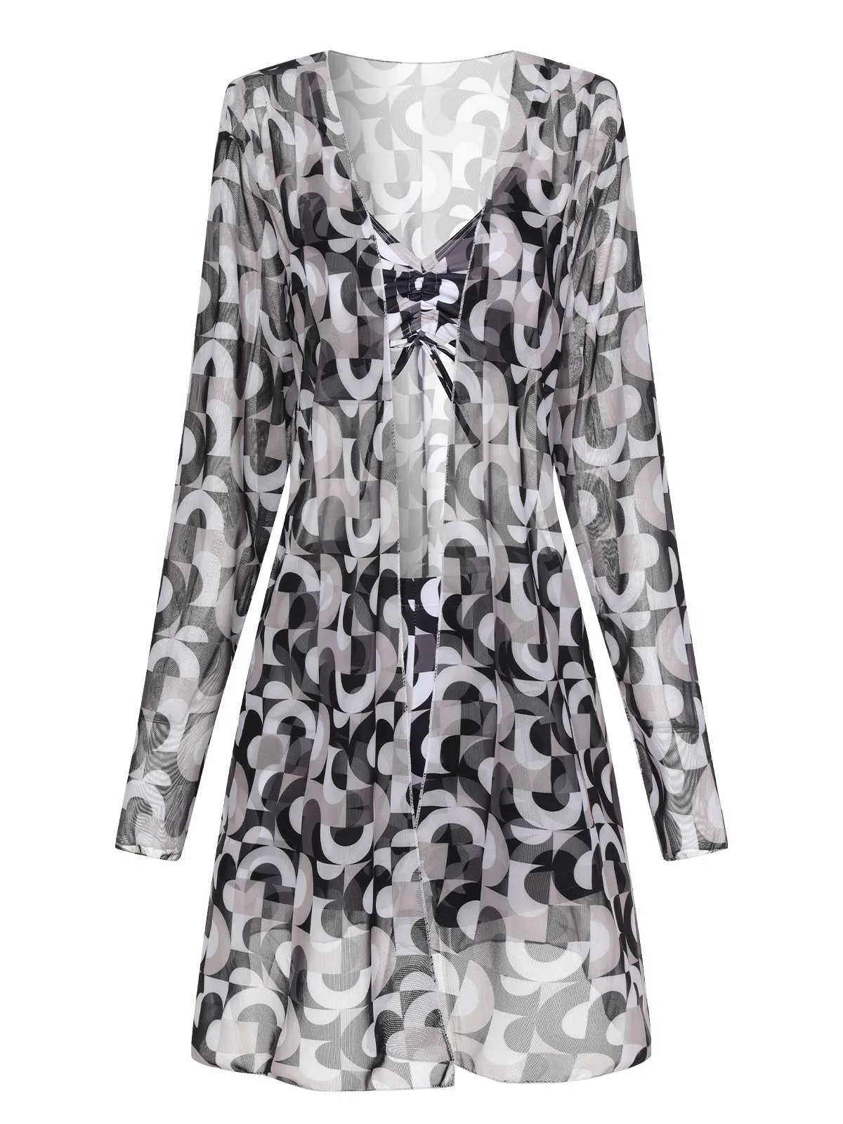 1950s Marble Print Strap Drawstring Swimsuit sold by Retro Stage product image thumbnail 2